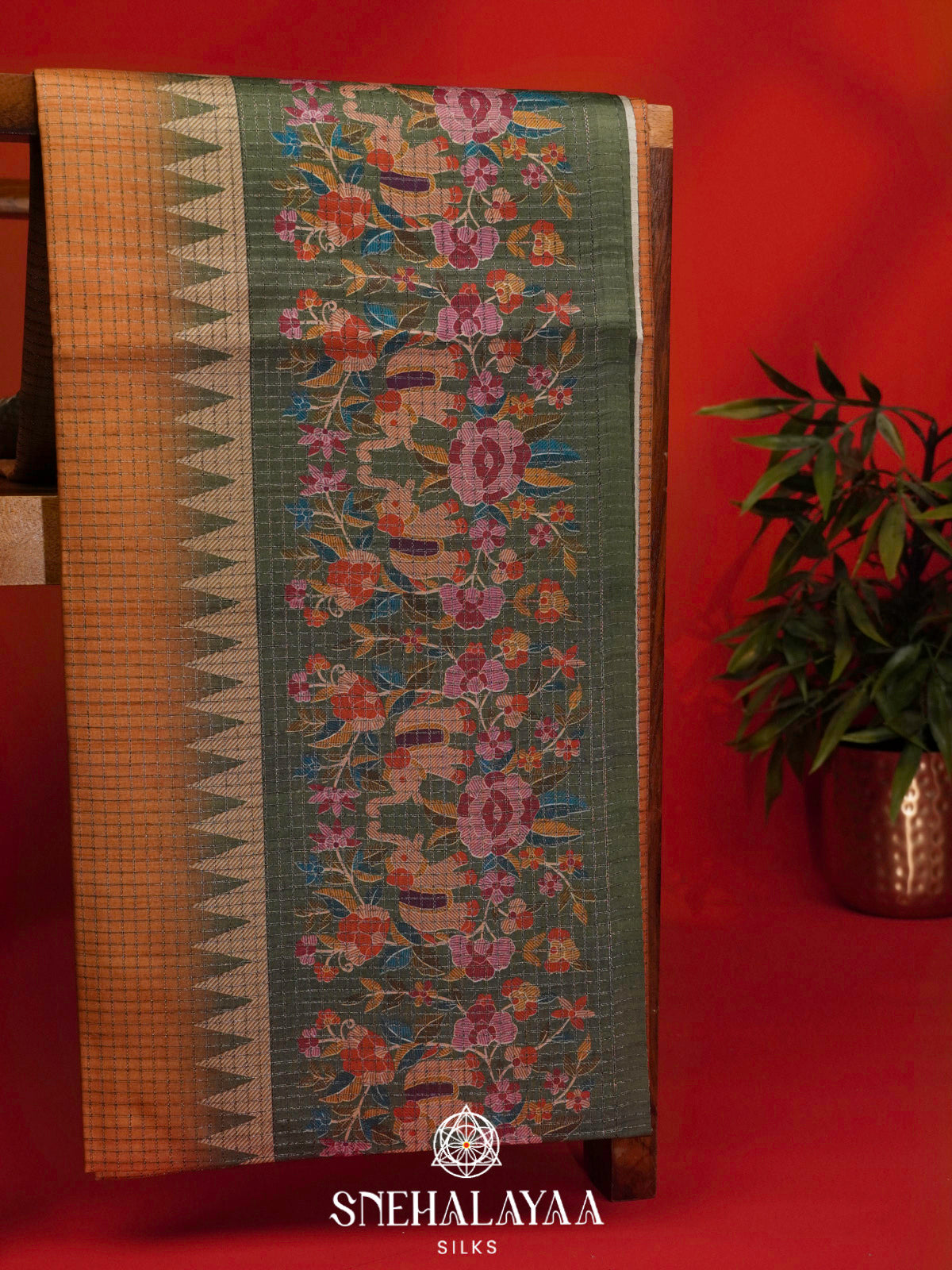 Mustard Yellow Tussar Saree