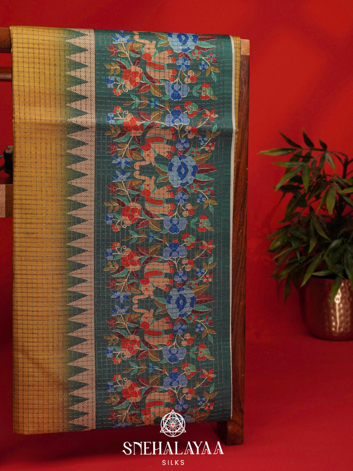 Yellow Tussar Saree