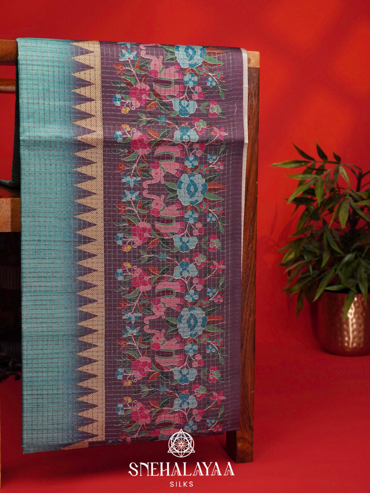 Blue Tussar Saree