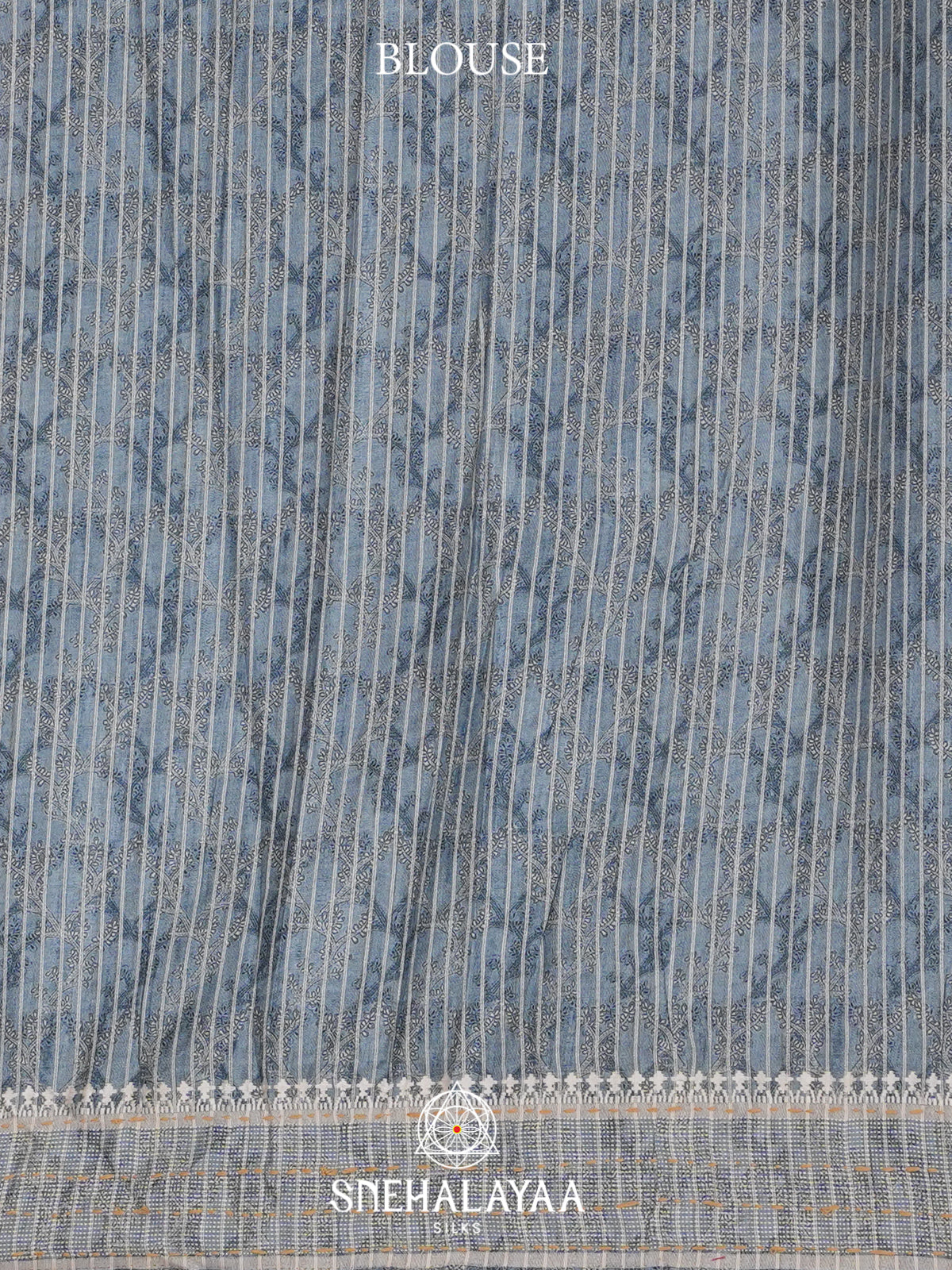 Beige With Blue Border Tussar saree