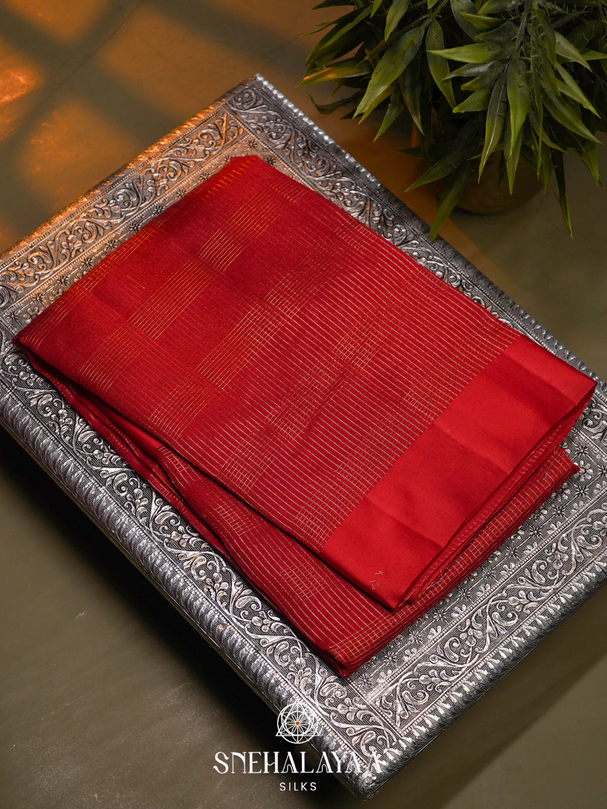 Red  Kora Silk Saree