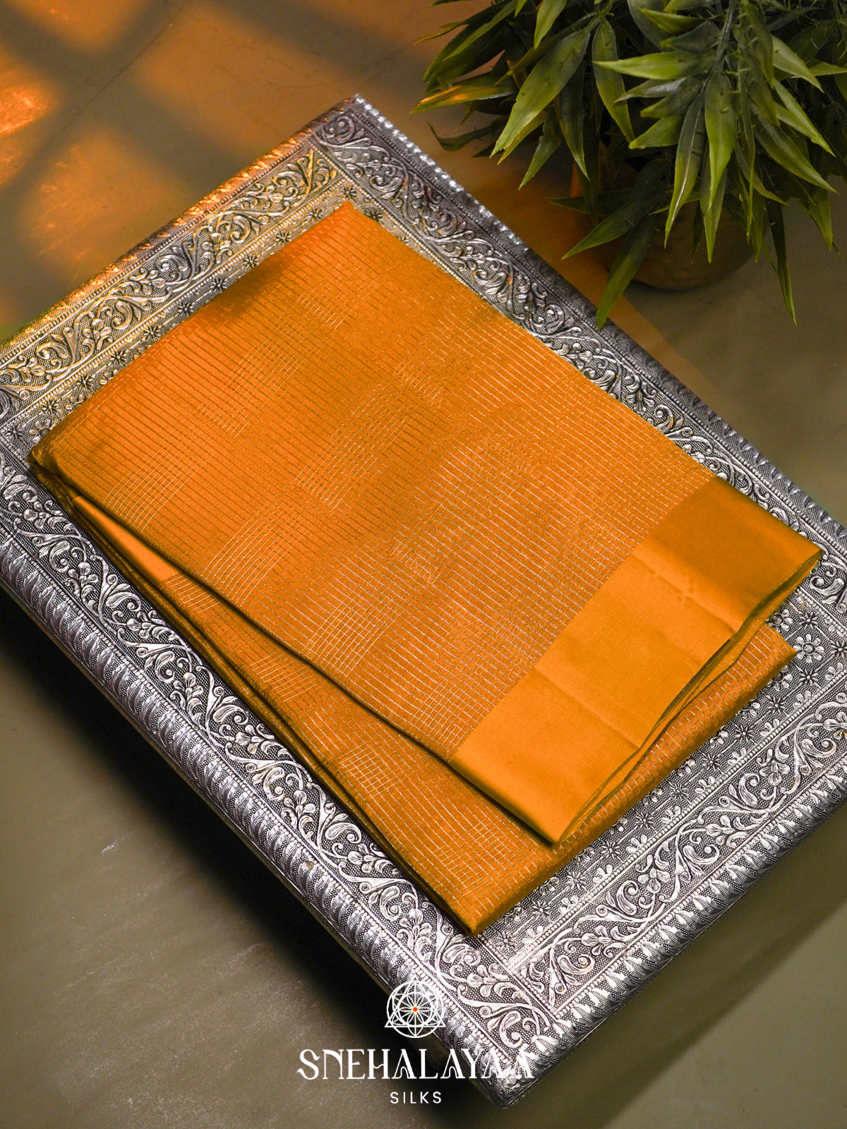 Mango Yellow  Kora Silk Saree