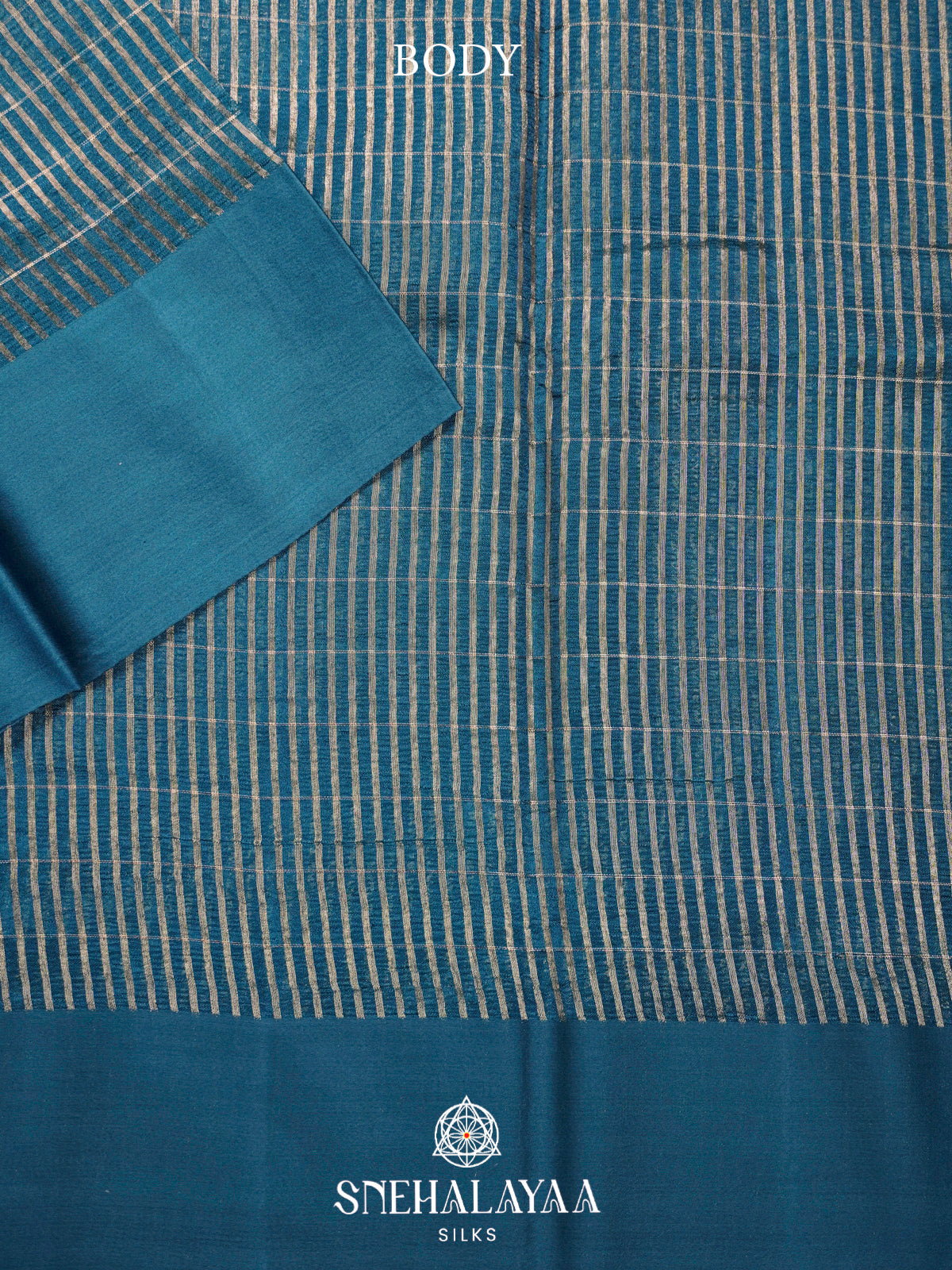 Peacock Blue  Kora Silk Saree