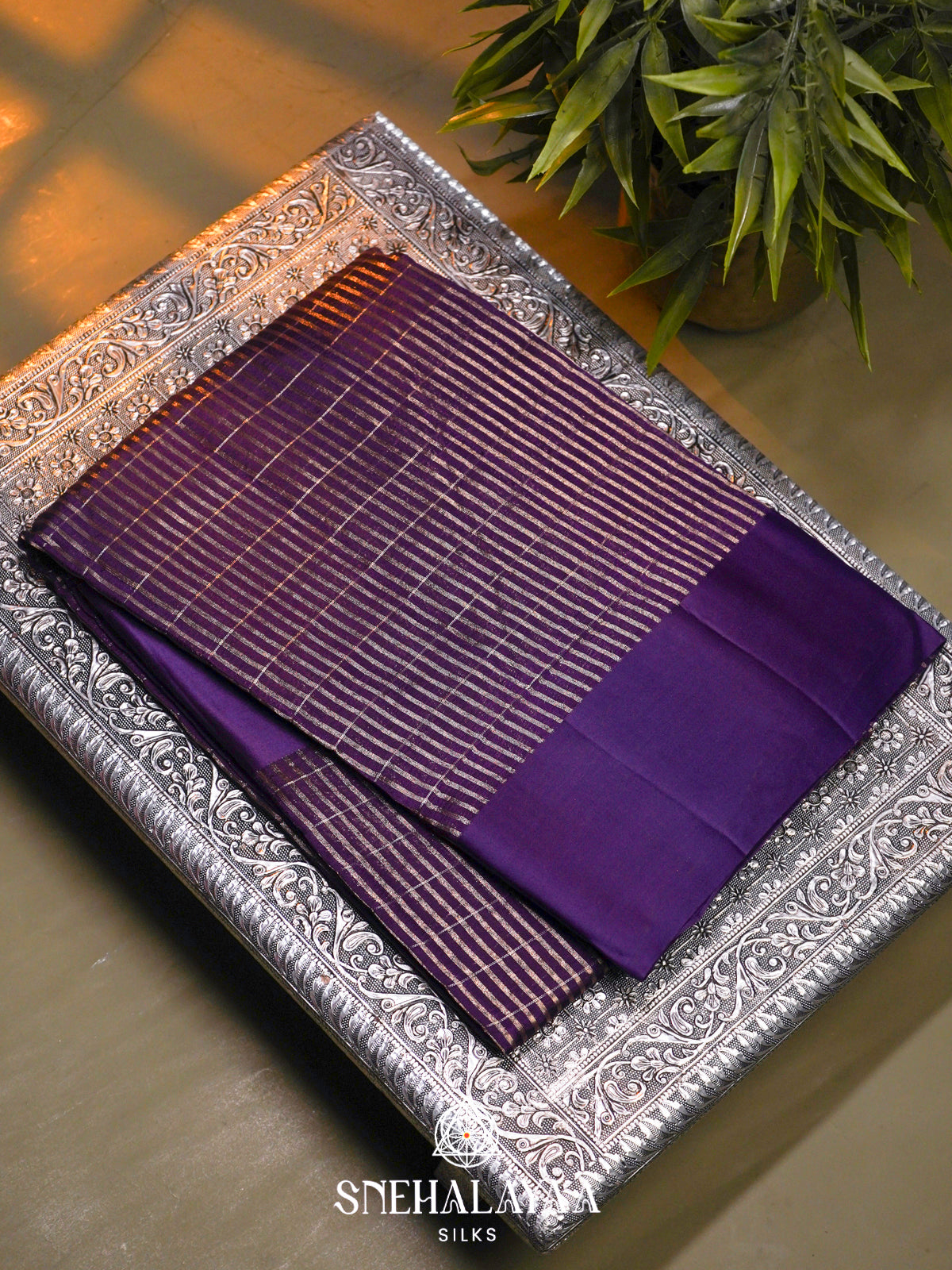Purple  Kora Silk Saree