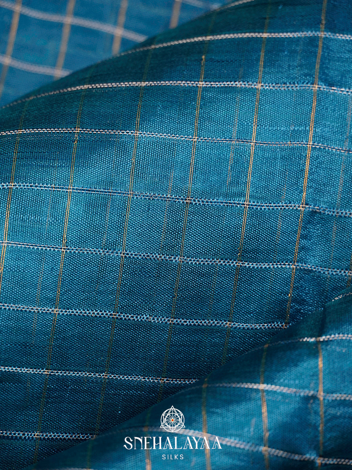 Peacock Blue  Kora Silk Saree