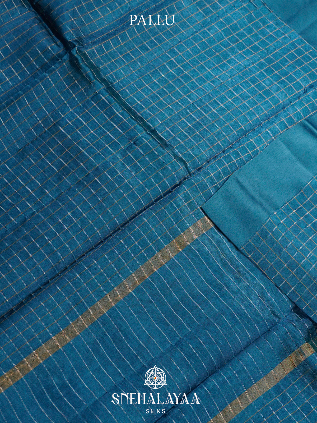 Peacock Blue  Kora Silk Saree
