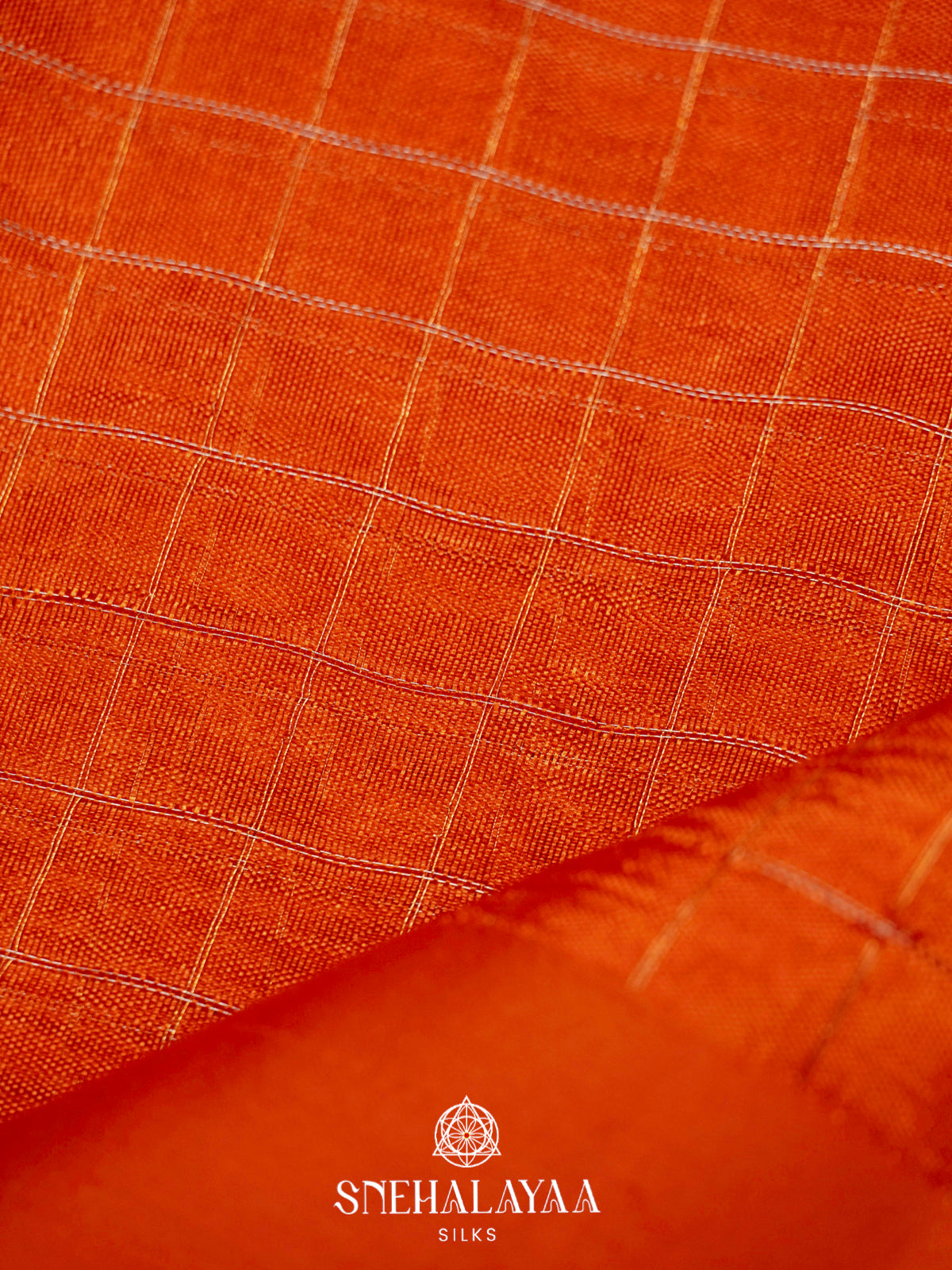 Orange  Kora Silk Saree