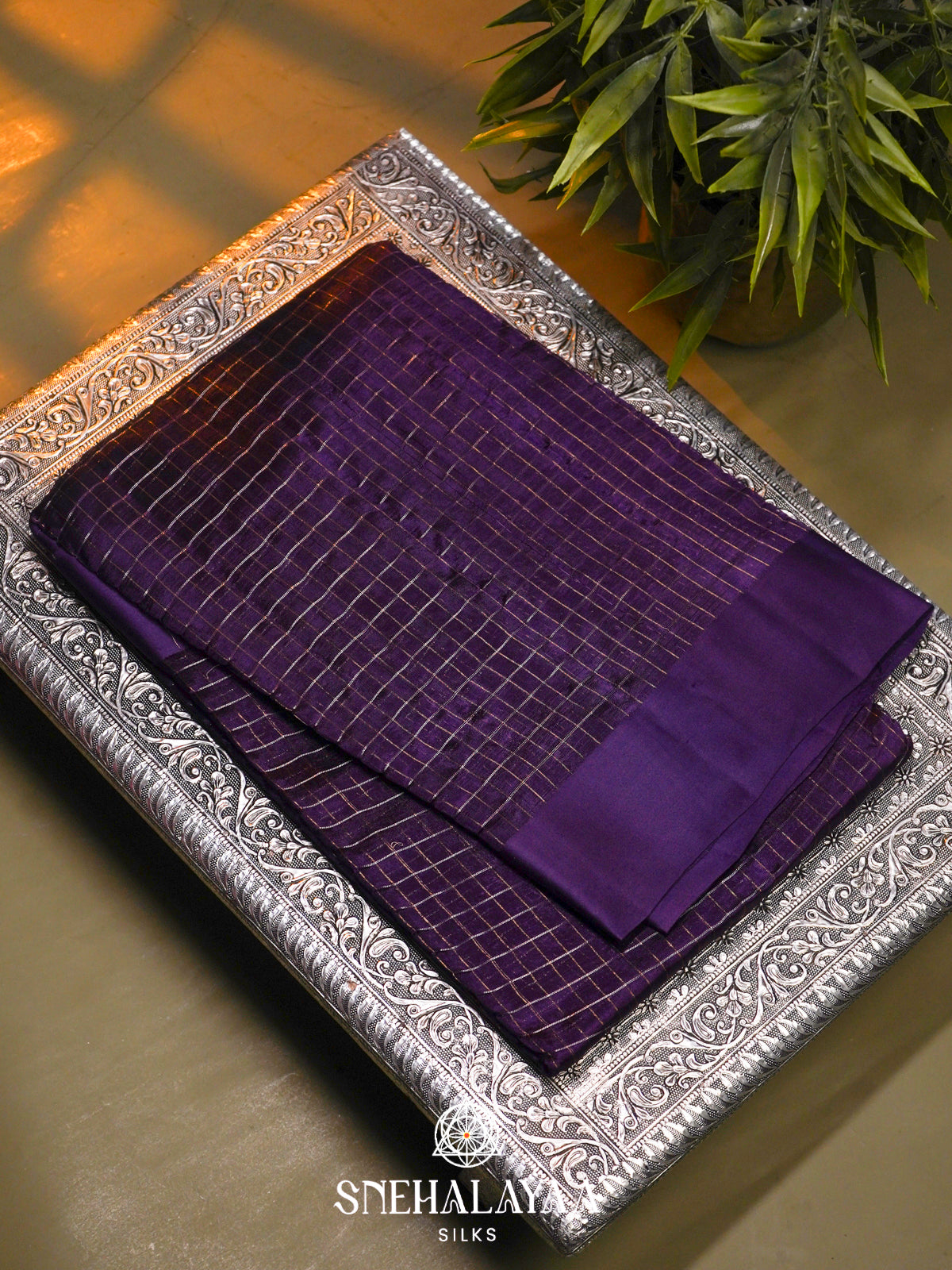 Purple  Kora Silk Saree