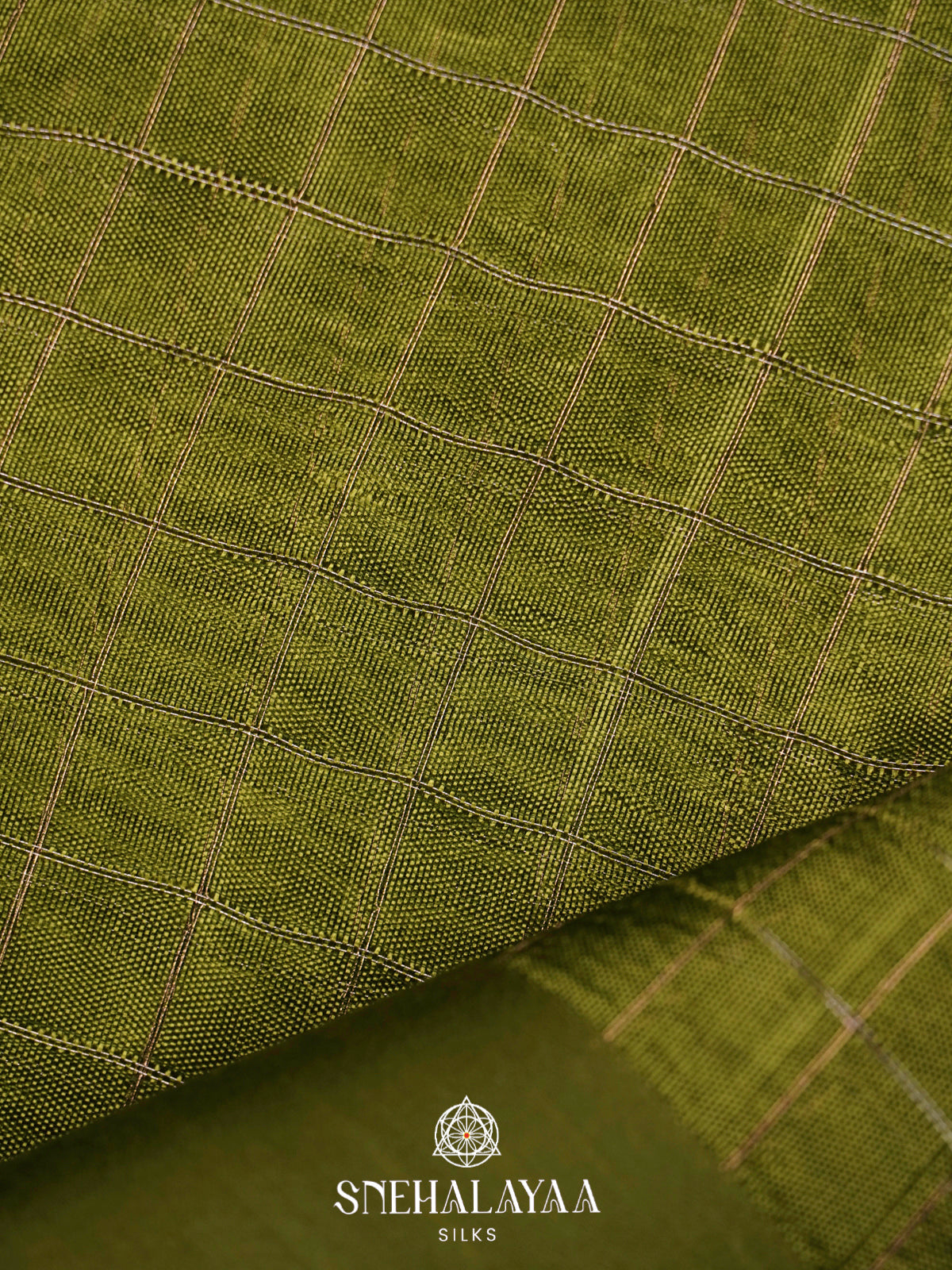 Olive Green  Kora Silk Saree