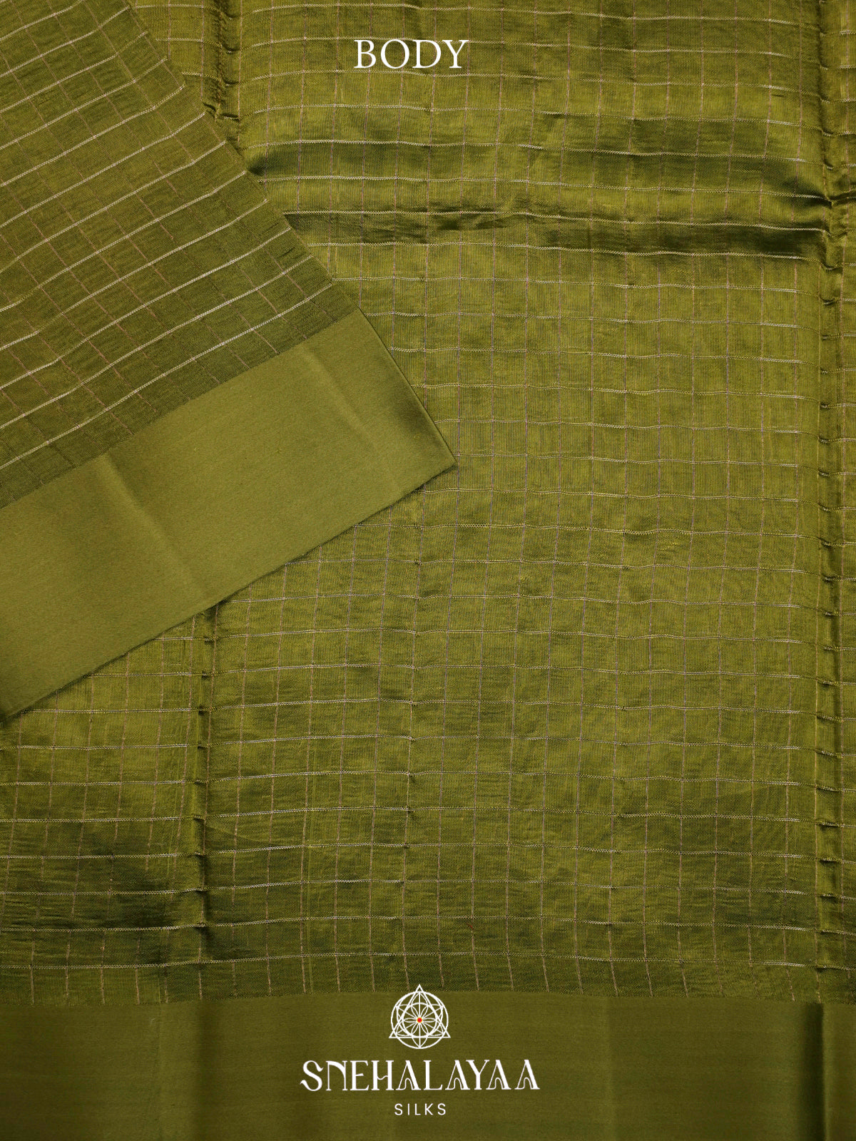 Olive Green  Kora Silk Saree
