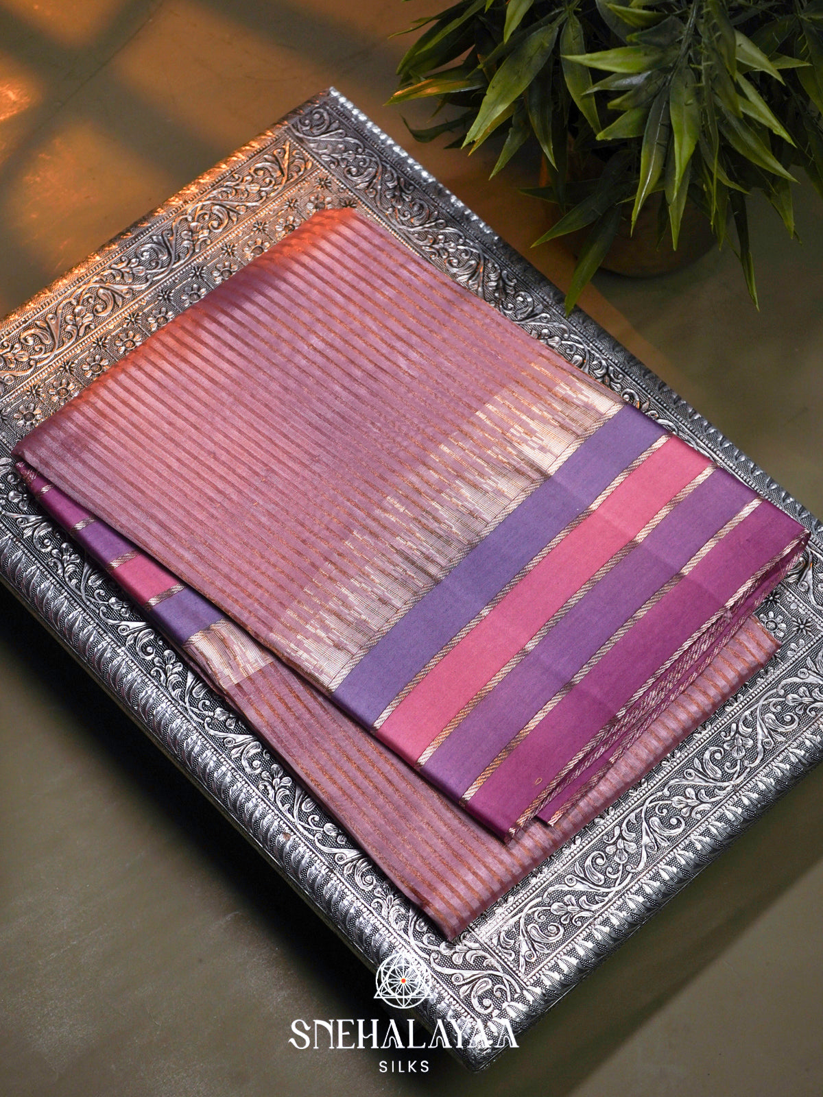 Lilac  Kora Silk Saree