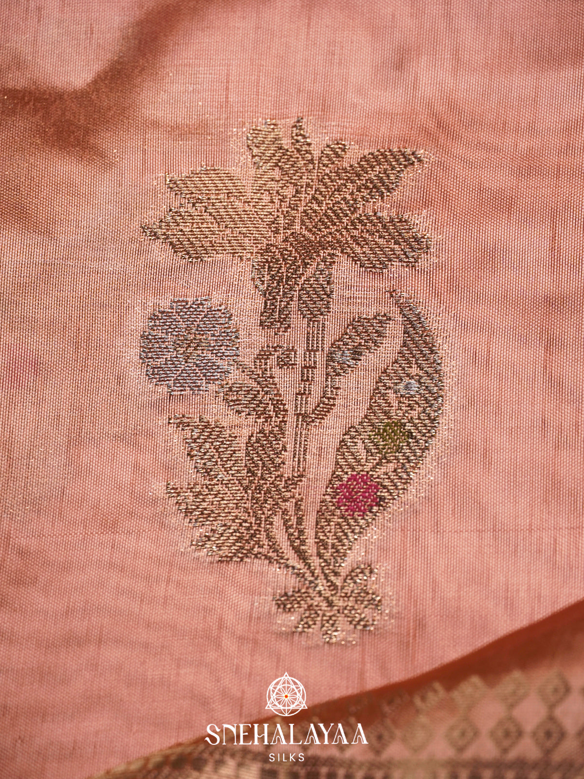 Pale Peach  Kora Silk Saree