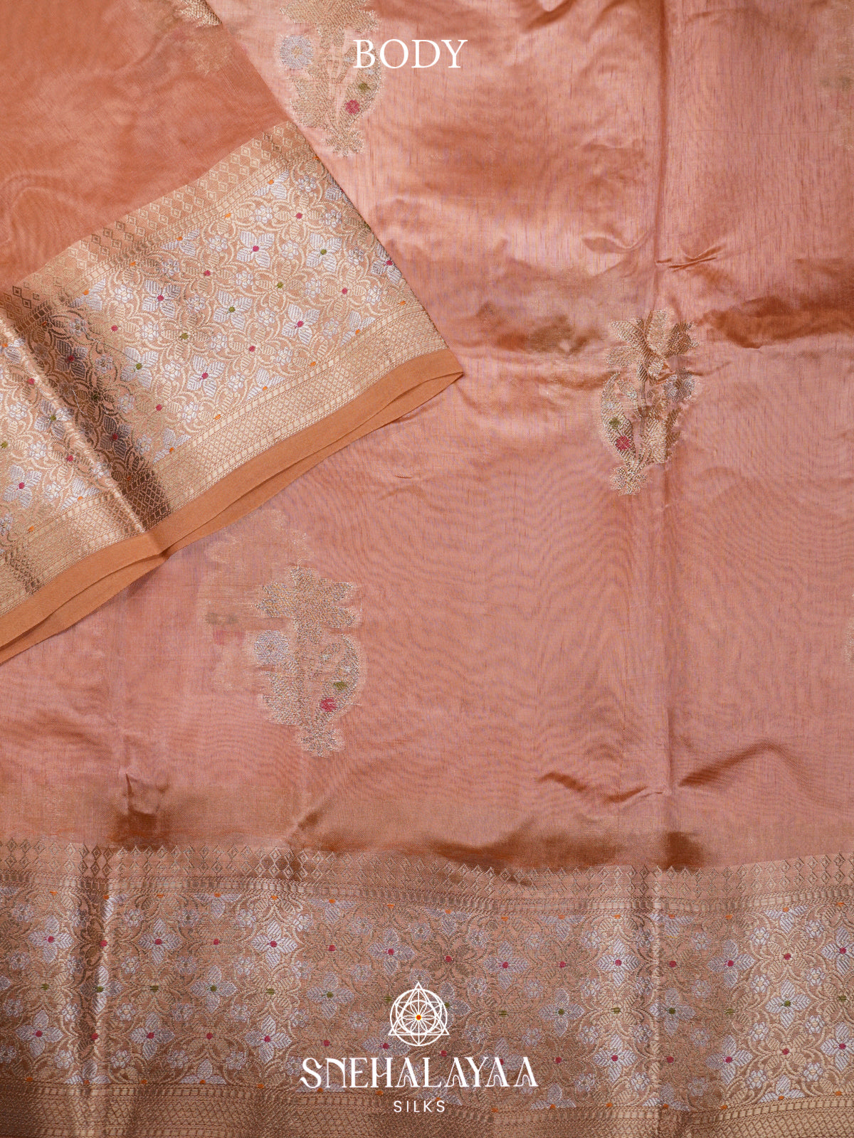 Pale Peach  Kora Silk Saree