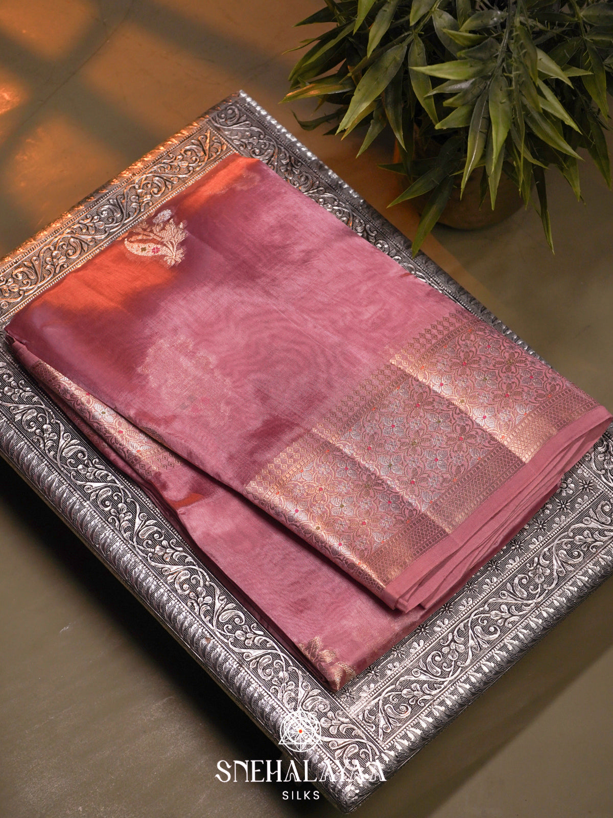 Pink  Kora Silk Saree