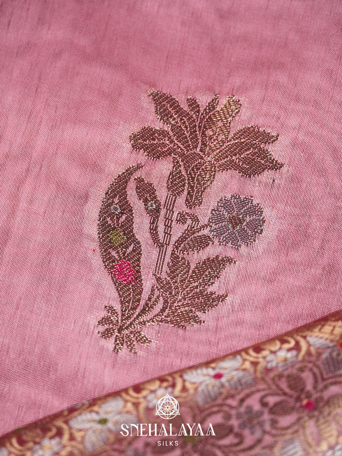 Pink  Kora Silk Saree