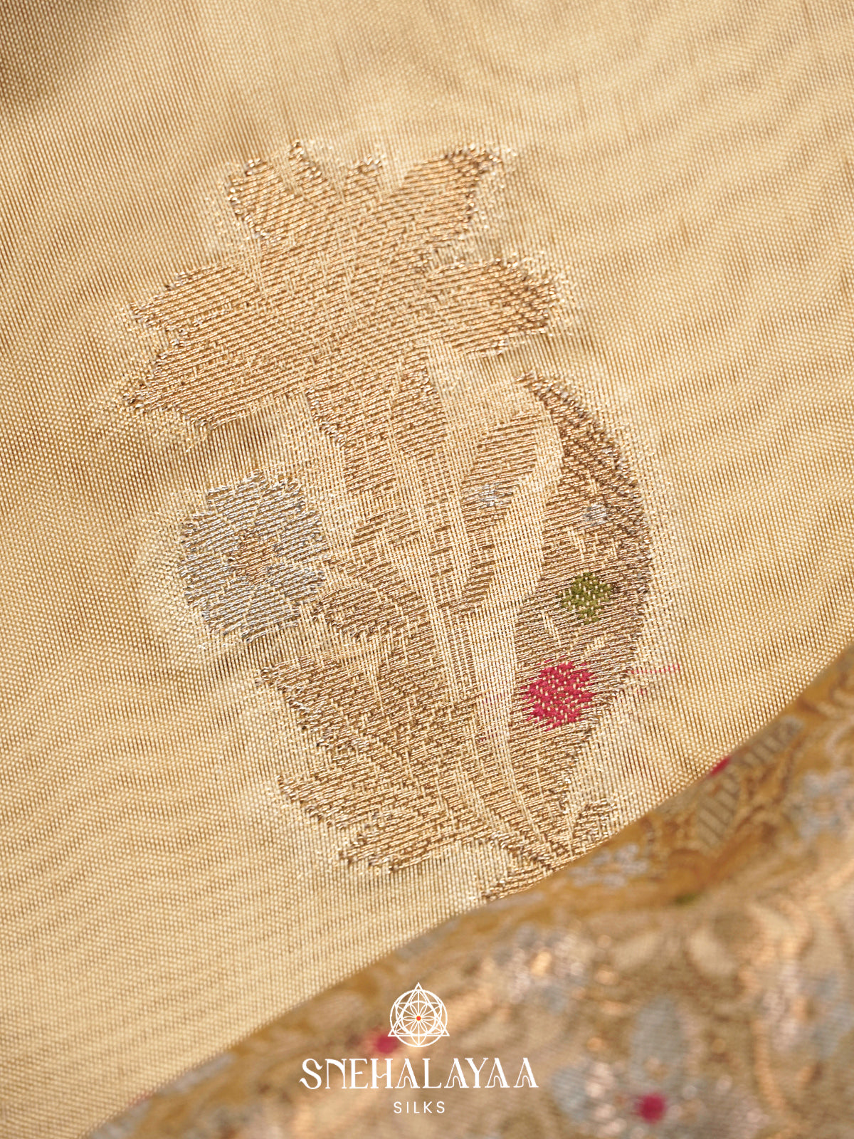 Cream  Kora Silk Saree