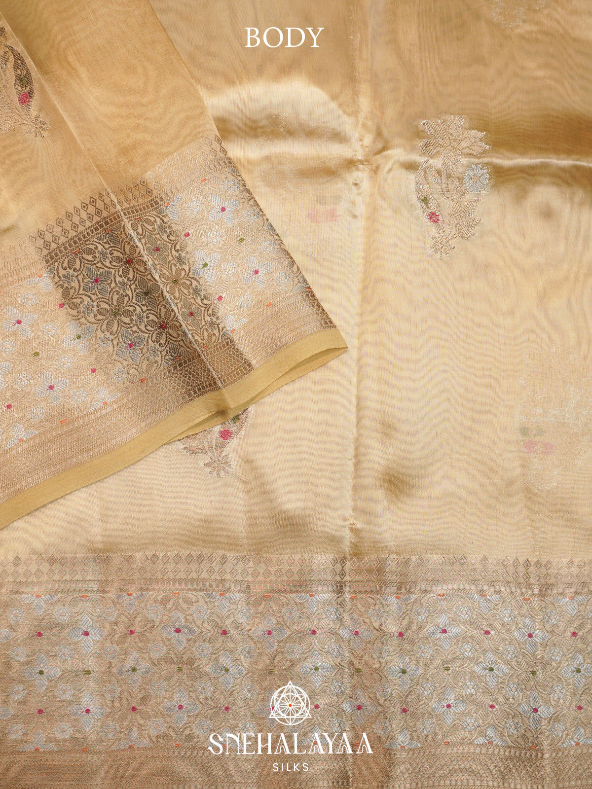 Cream  Kora Silk Saree