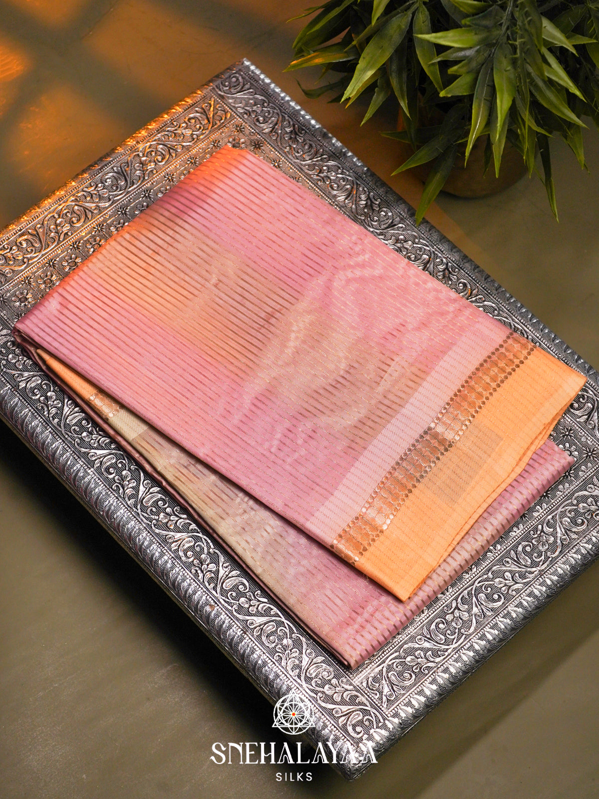 Pink  Kora Silk Saree