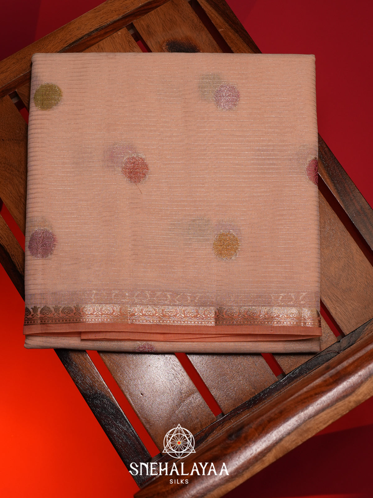 Pale Peach Linen Saree