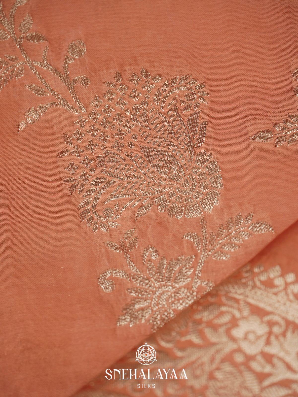 Peach Banaras Silk Saree