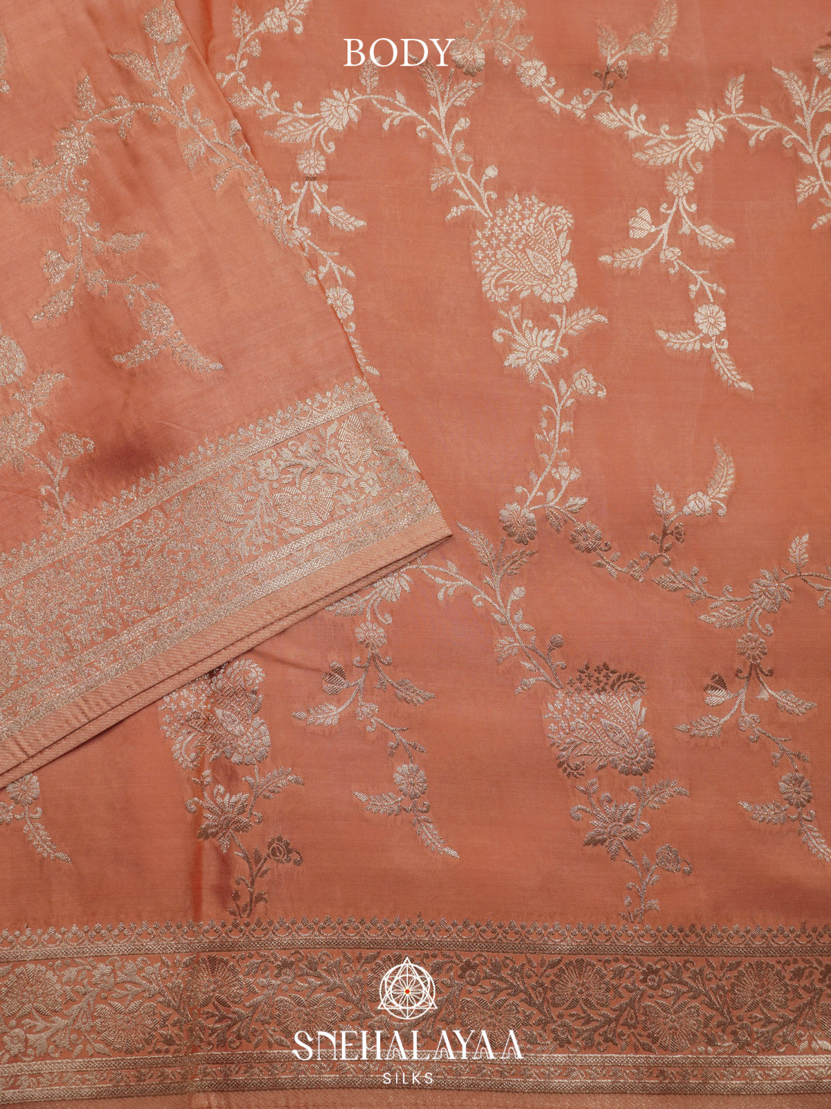 Peach Banaras Silk Saree