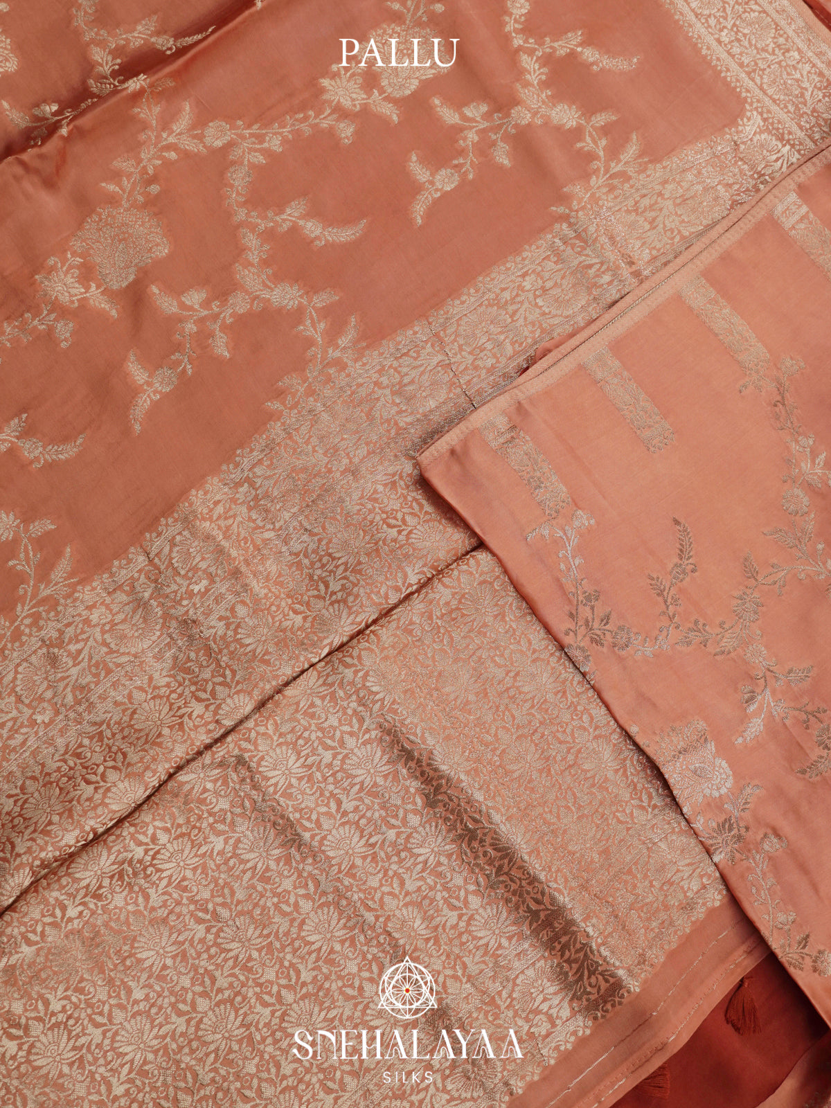 Peach Banaras Silk Saree