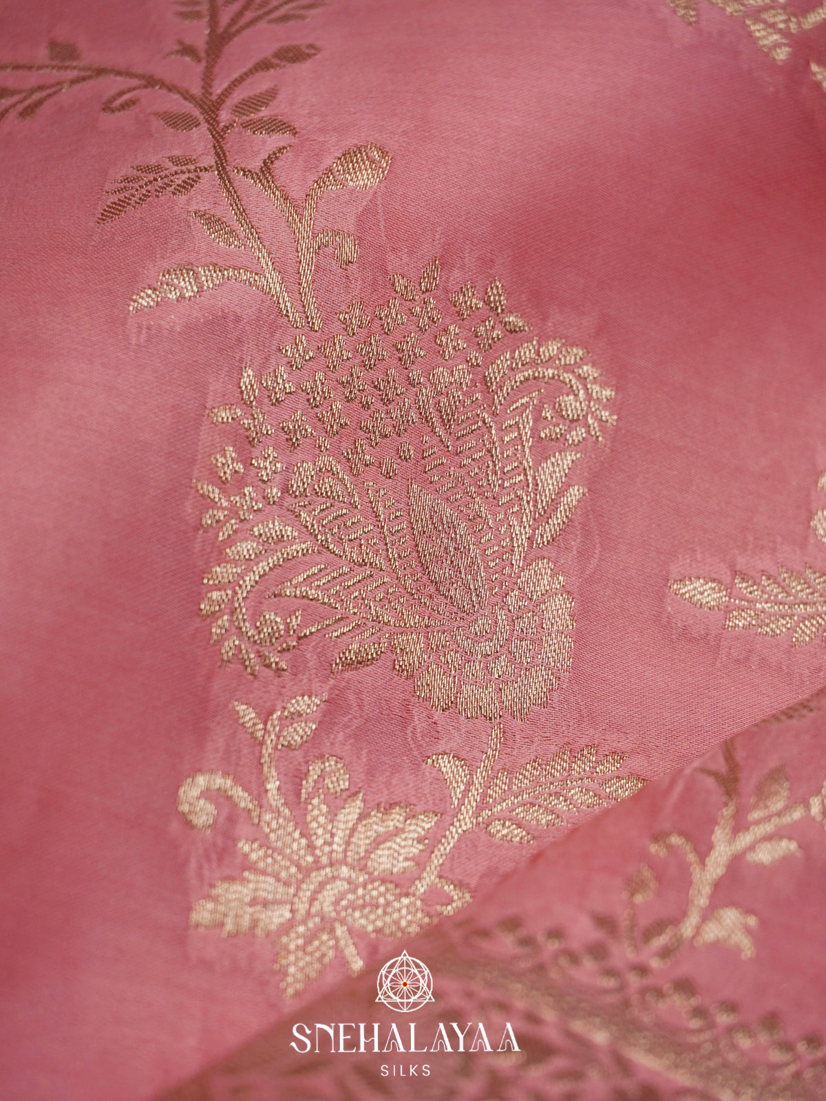 Baby Pink Banaras Silk Saree
