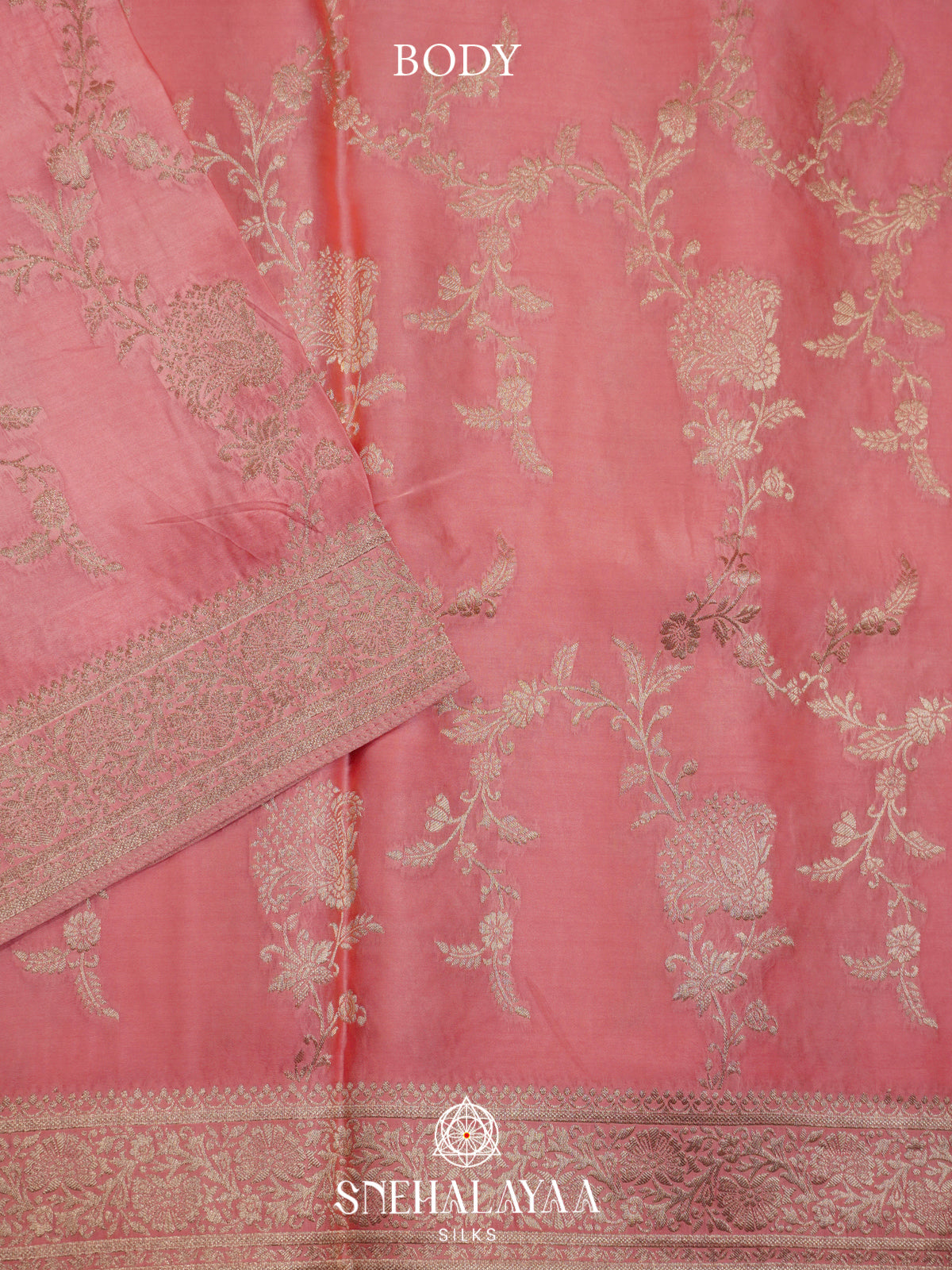 Baby Pink Banaras Silk Saree