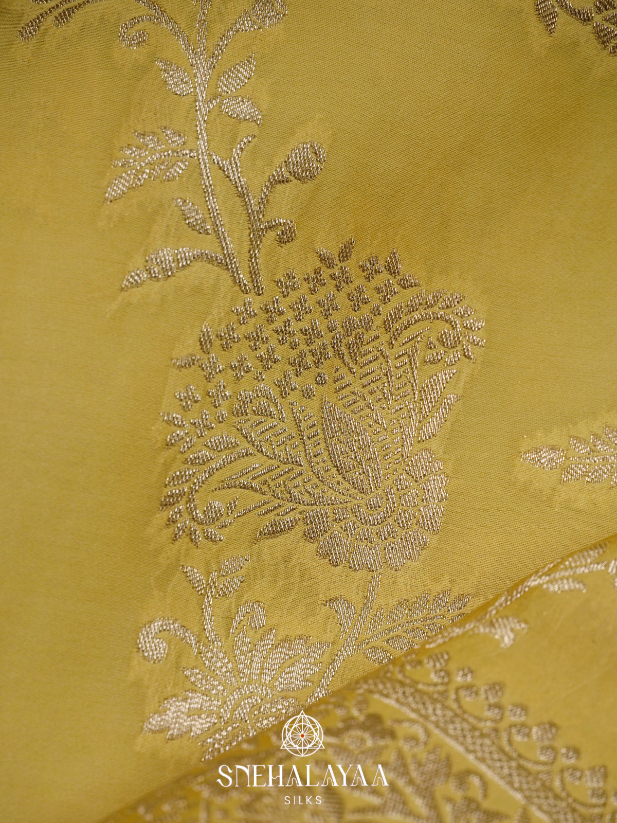Lemon Yellow Banaras Silk Saree
