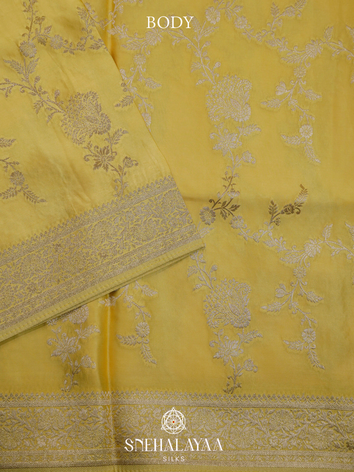 Lemon Yellow Banaras Silk Saree