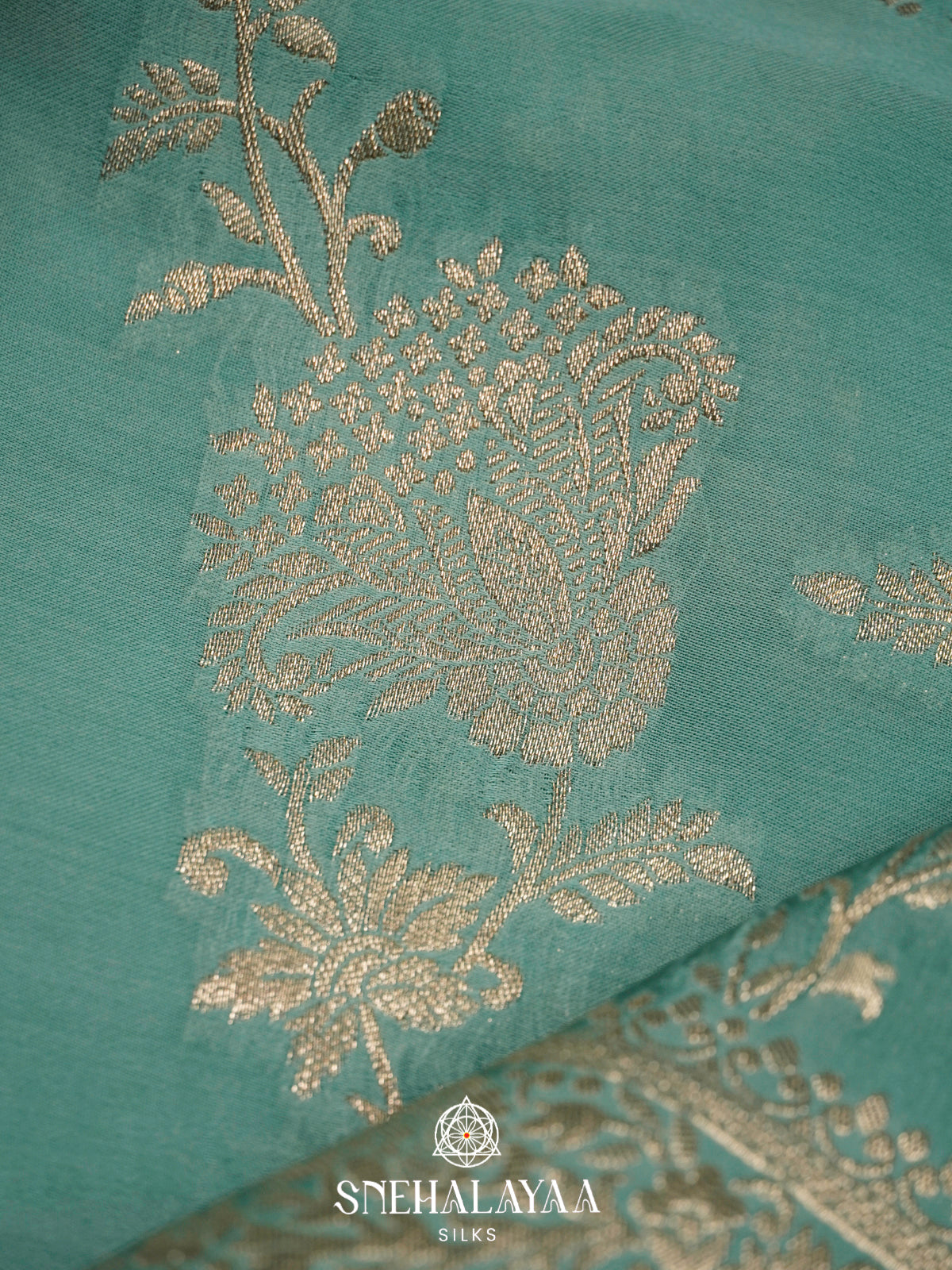 Seafoam Green Banaras Silk Saree