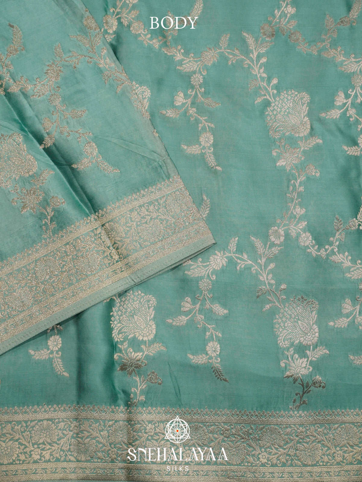 Seafoam Green Banaras Silk Saree