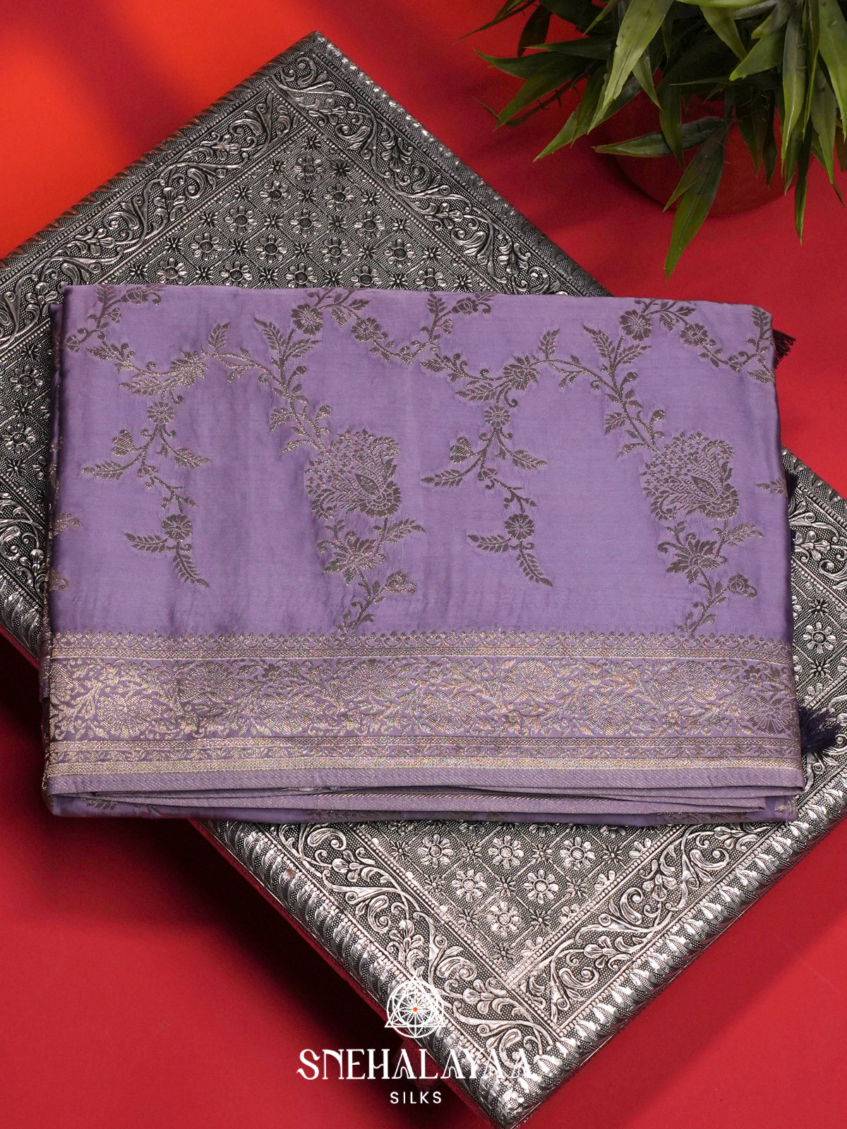 Lavender Banaras Silk Saree