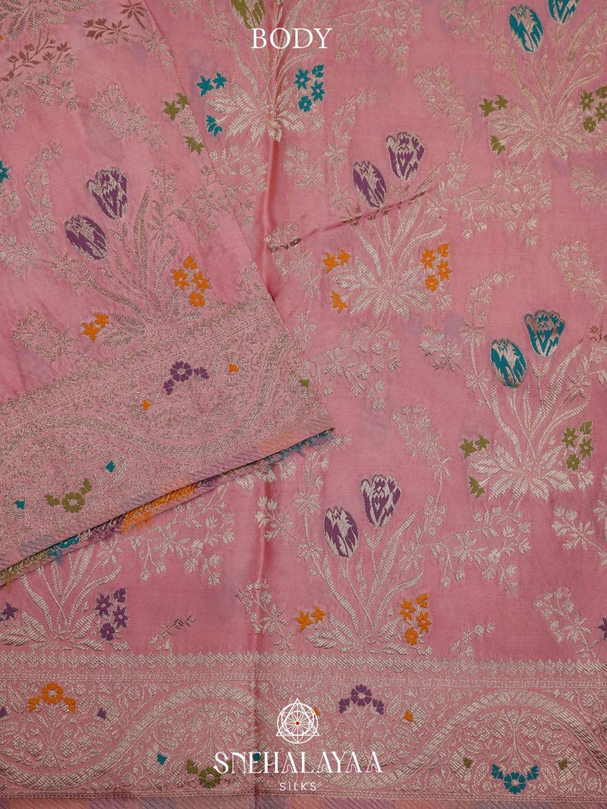 Baby Pink Banaras Silk Saree