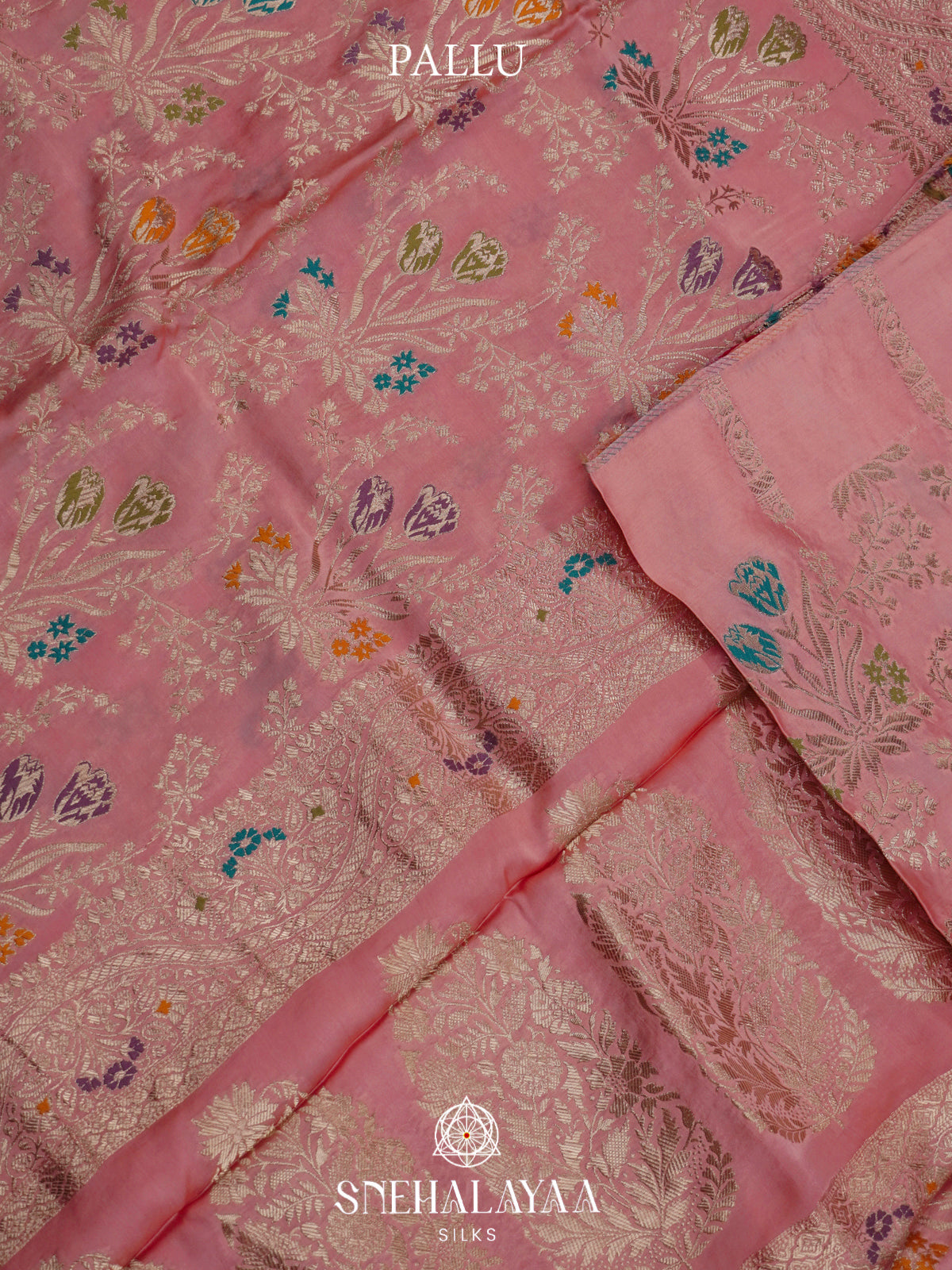 Baby Pink Banaras Silk Saree