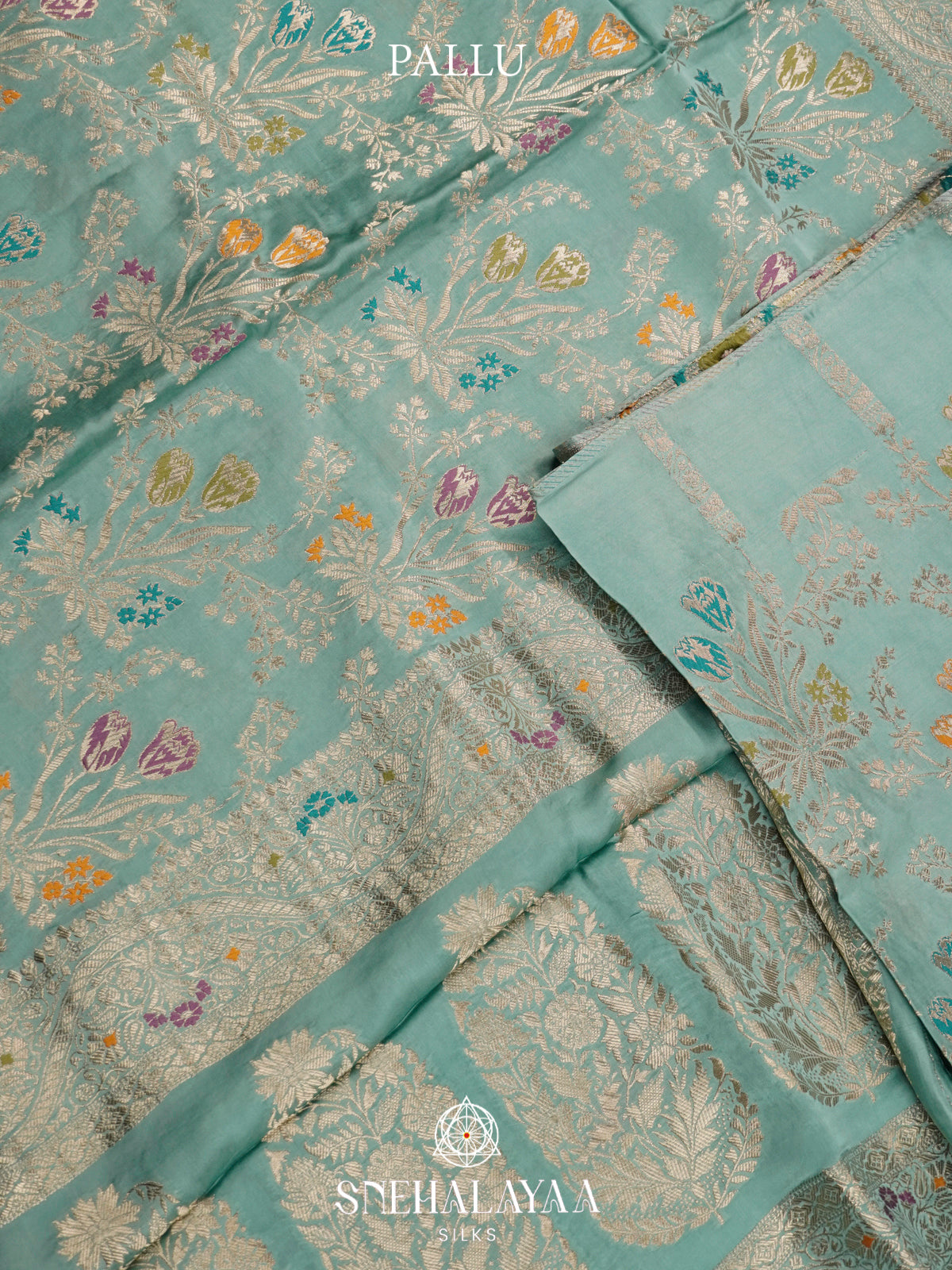 Pale Aqua Banaras Silk Saree