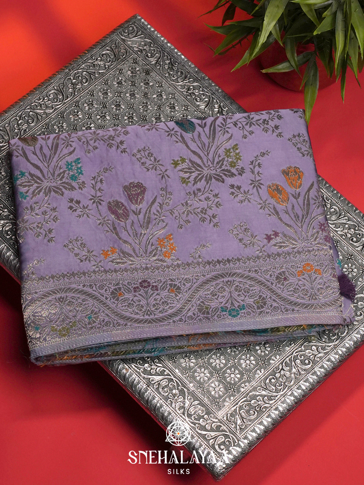 Lavender Banaras Silk Saree