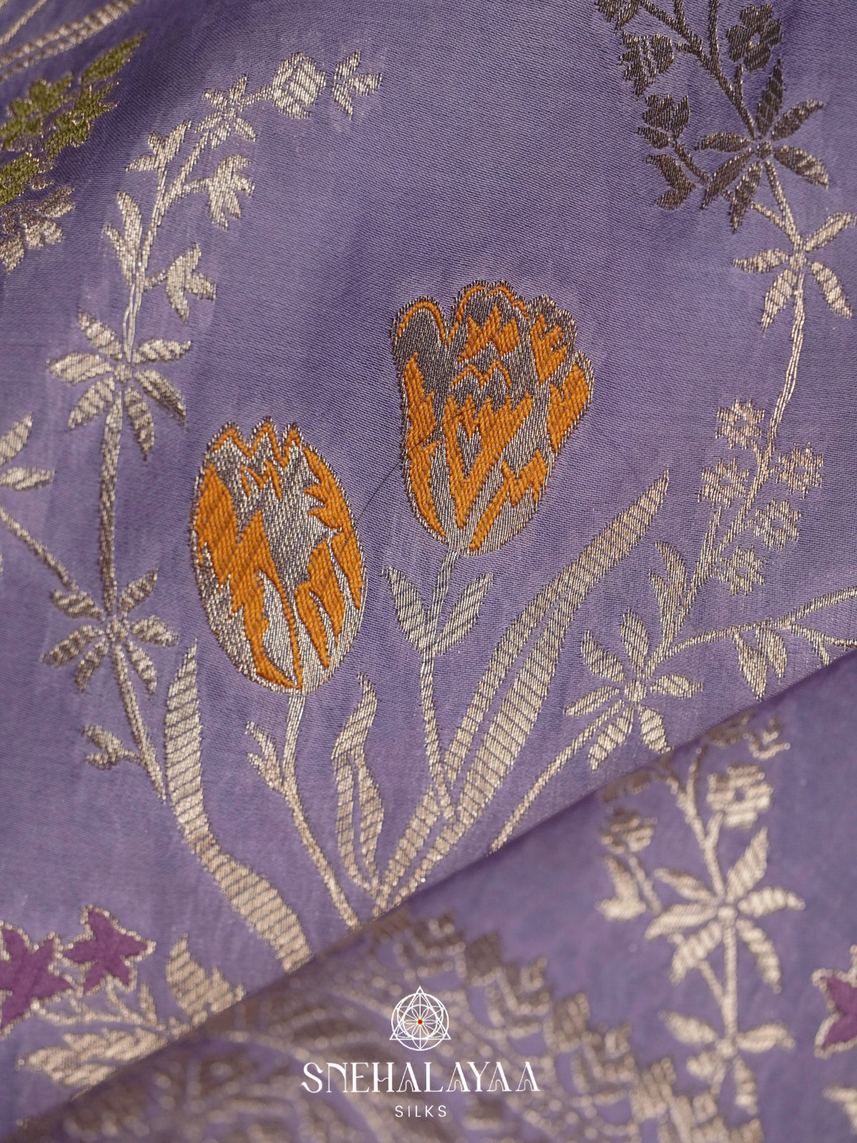 Lavender Banaras Silk Saree