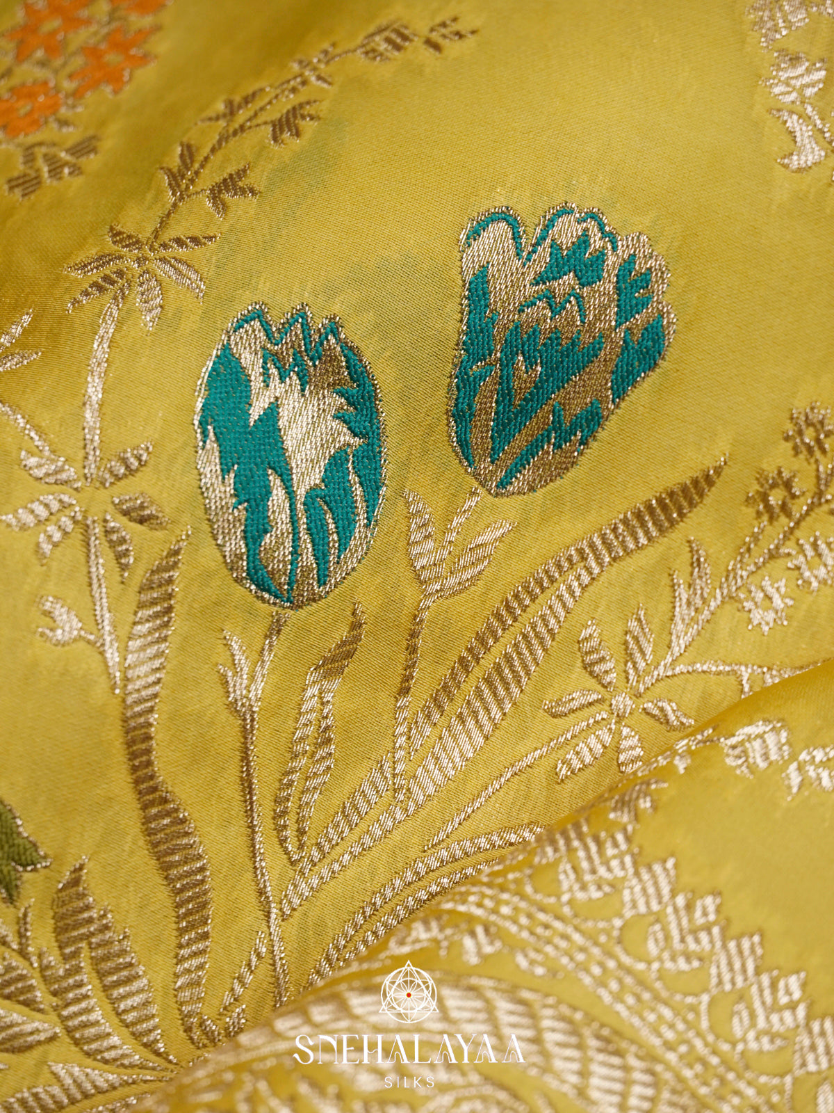 Lemon Yellow Banaras Silk Saree