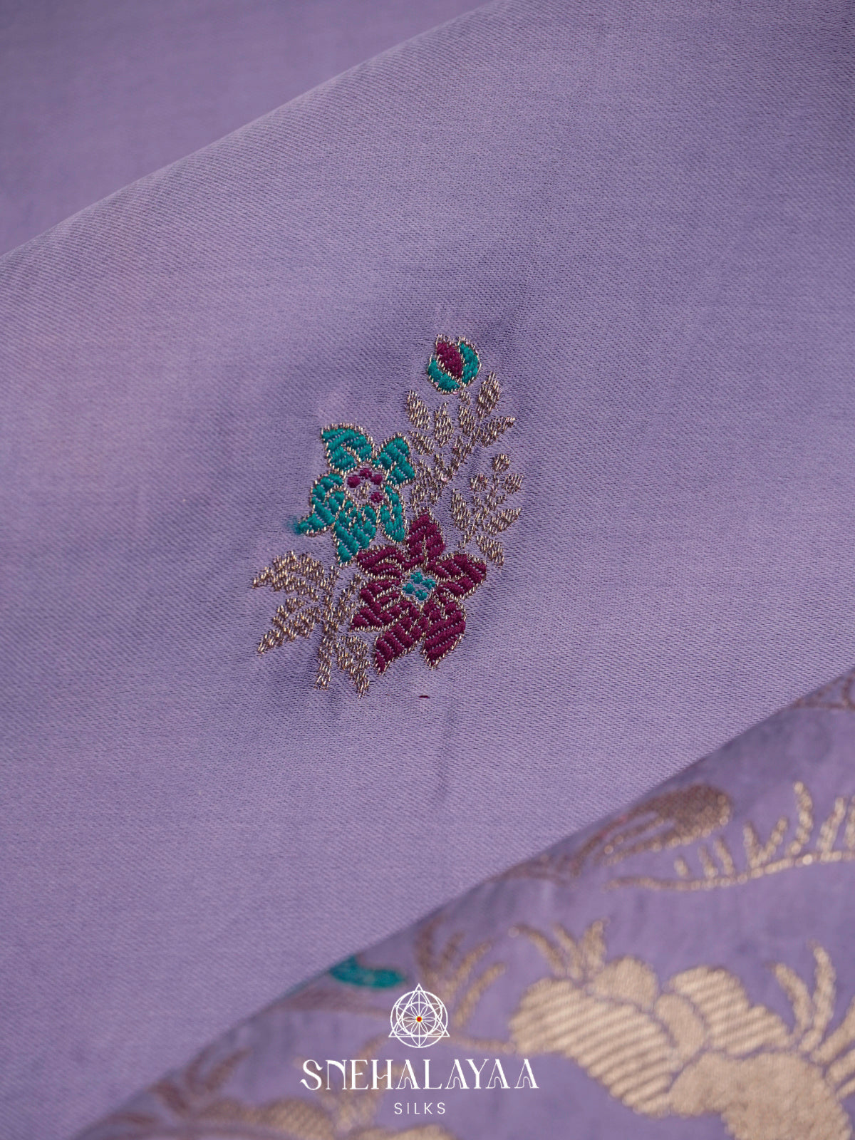 Lilac Banaras Silk Saree