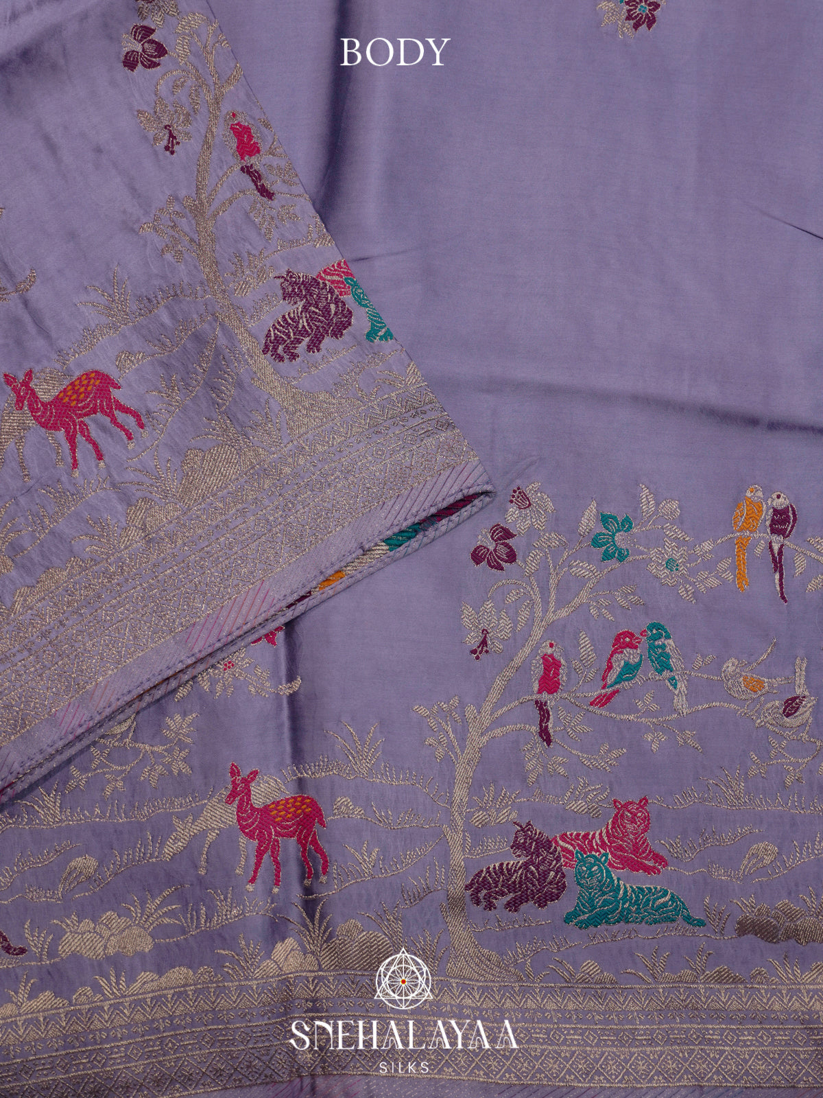 Lilac Banaras Silk Saree