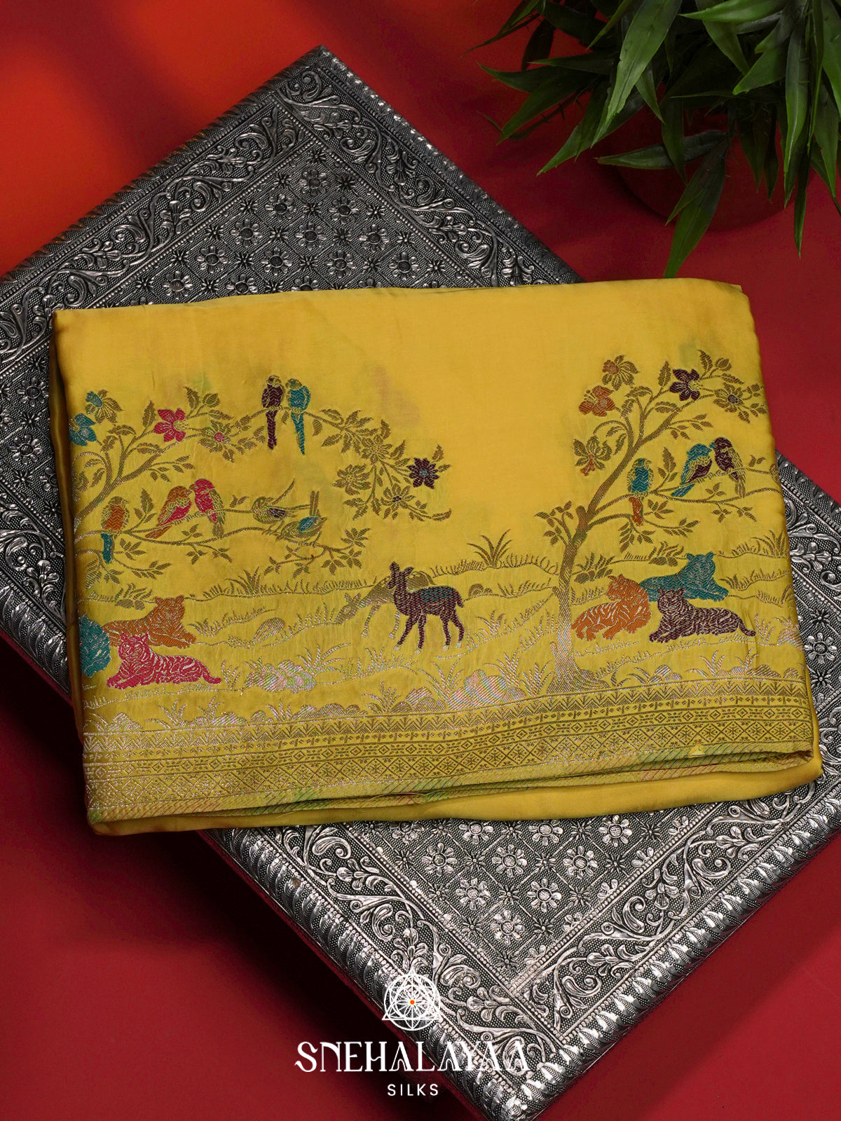 Yellow Banaras Silk Saree