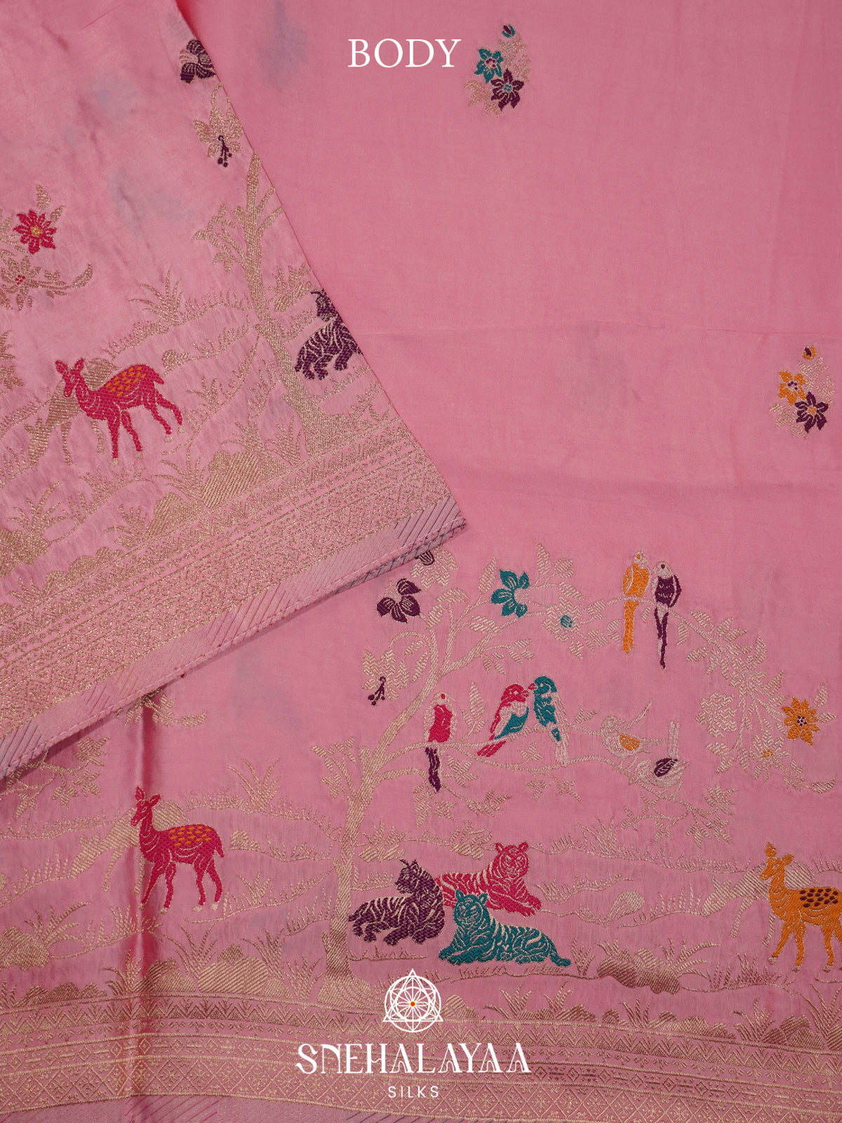 Baby Pink Banaras Silk Saree