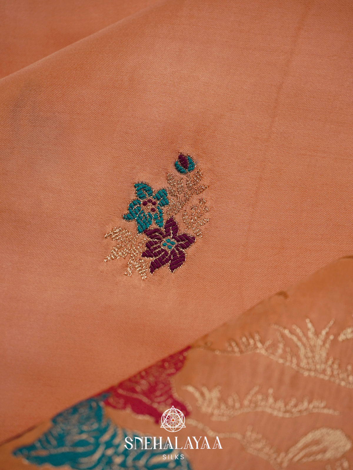 Peach Banaras Silk Saree