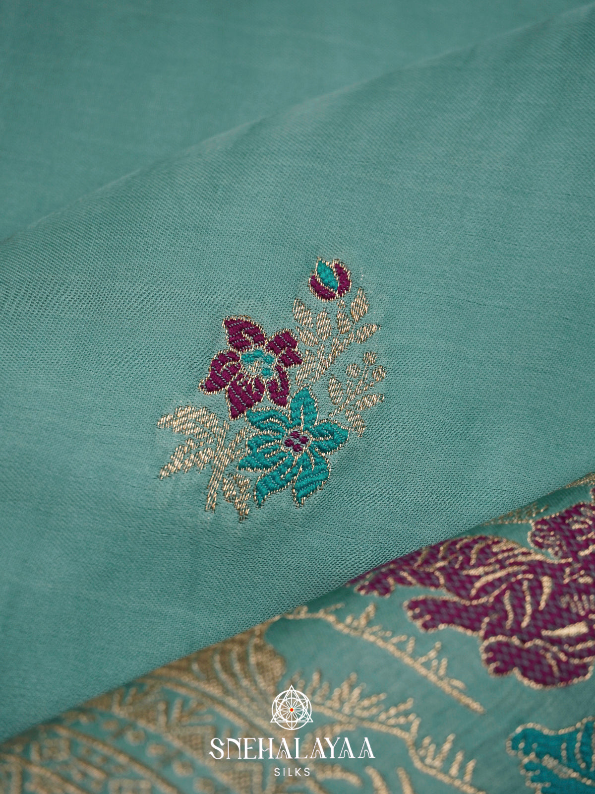 Seafoam Green Banaras Silk Saree