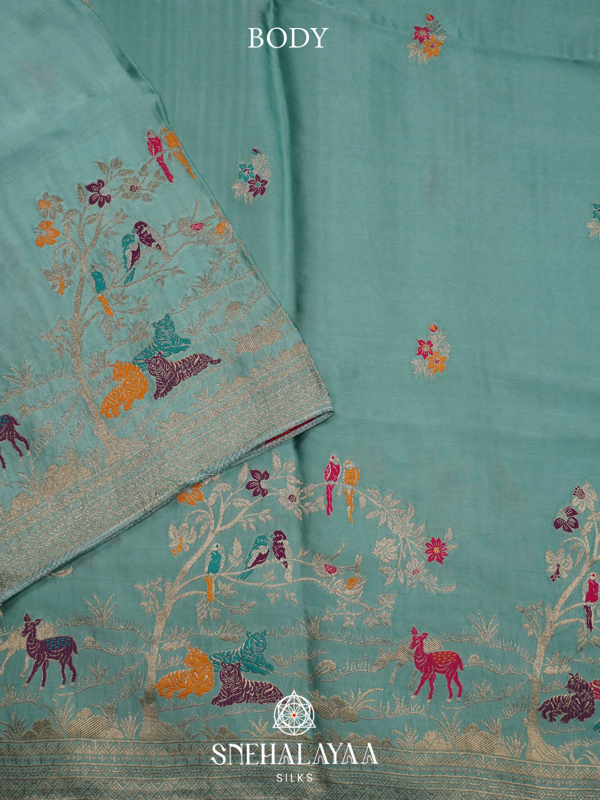Seafoam Green Banaras Silk Saree