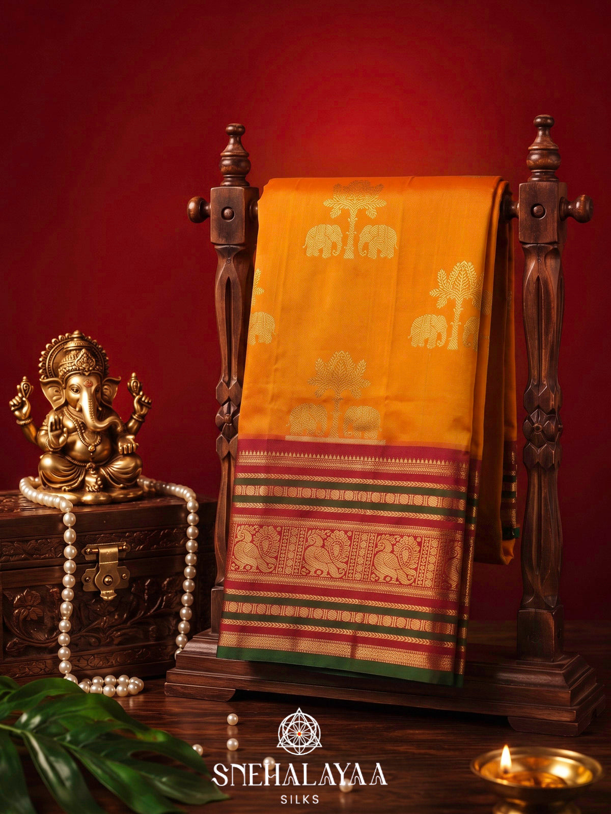 Mango Yellow kanjivaram Silk Saree