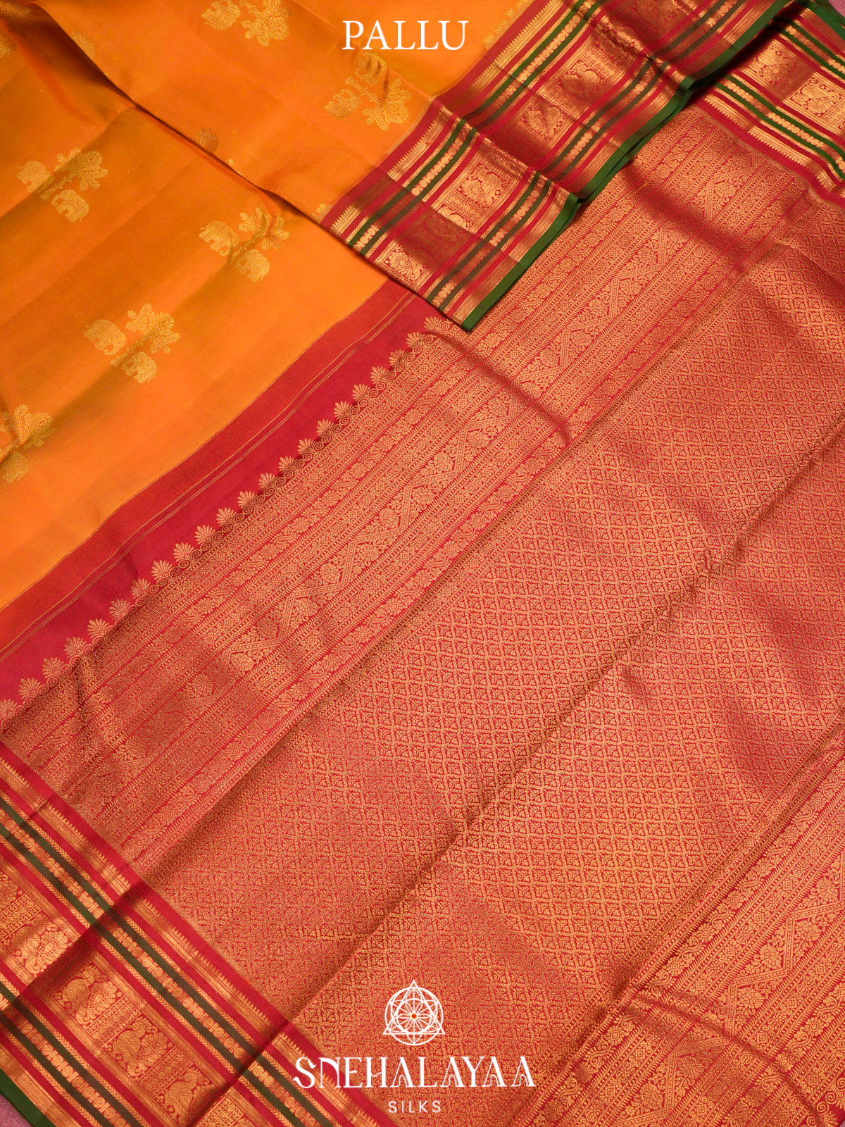 Mango Yellow kanjivaram Silk Saree