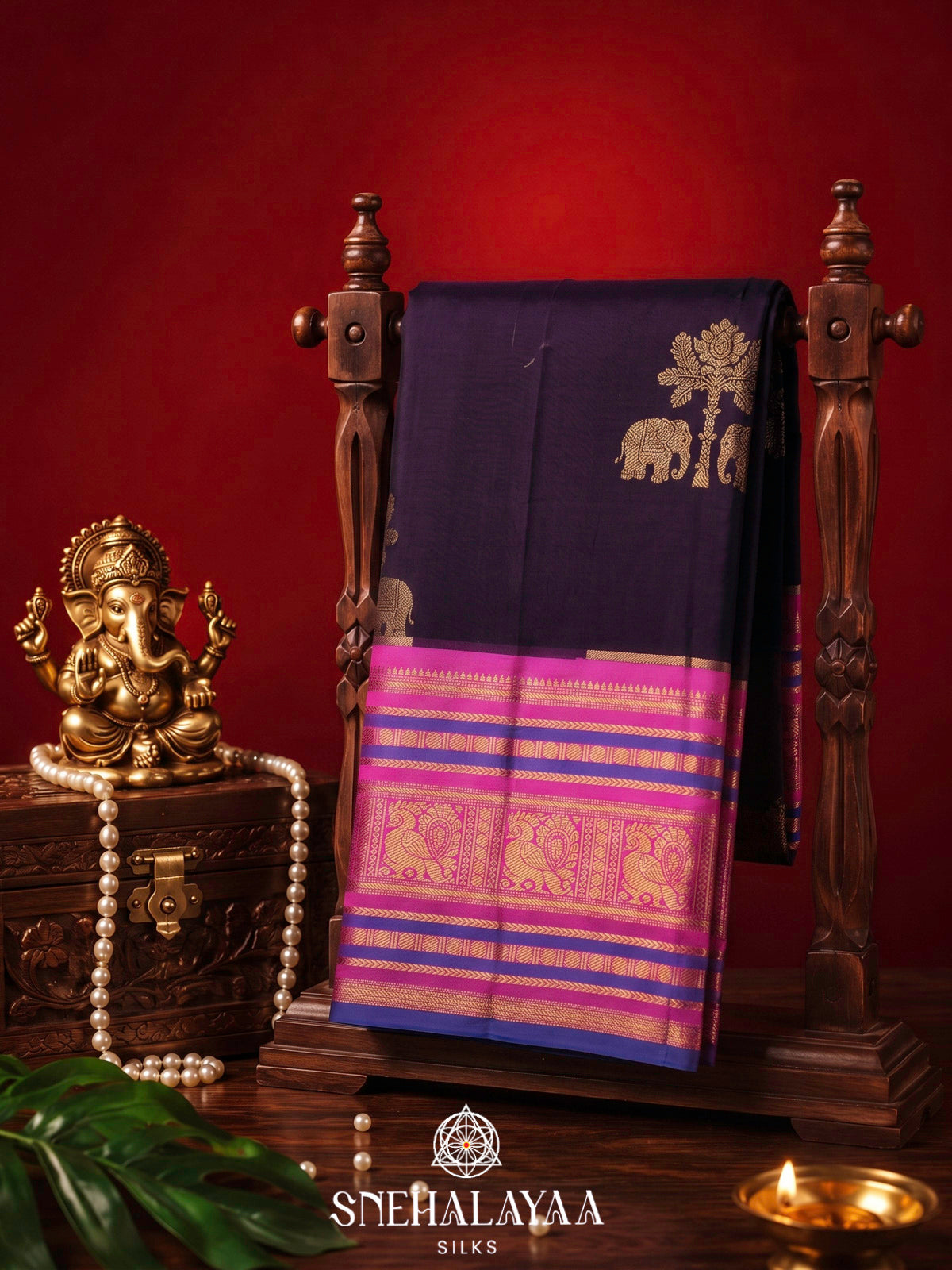 Purple Yellow kanjivaram Silk Saree