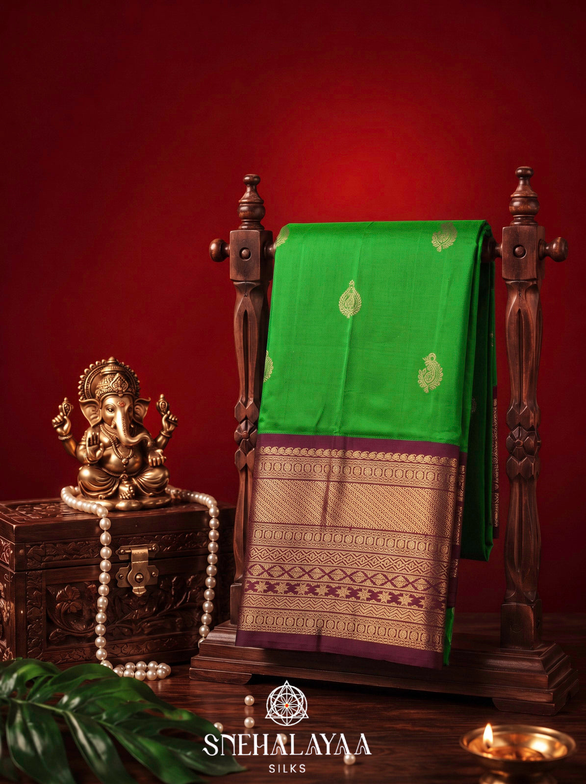 Emerald Green Kanjivaram Silk Saree